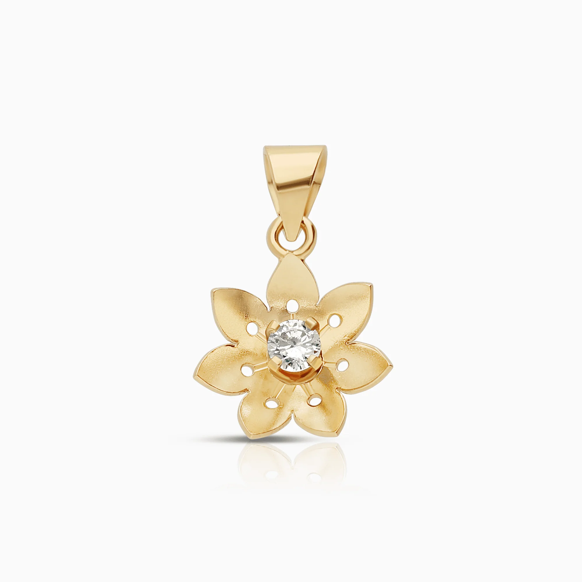 Pendant flower with white stone 1.0g 18K gold
