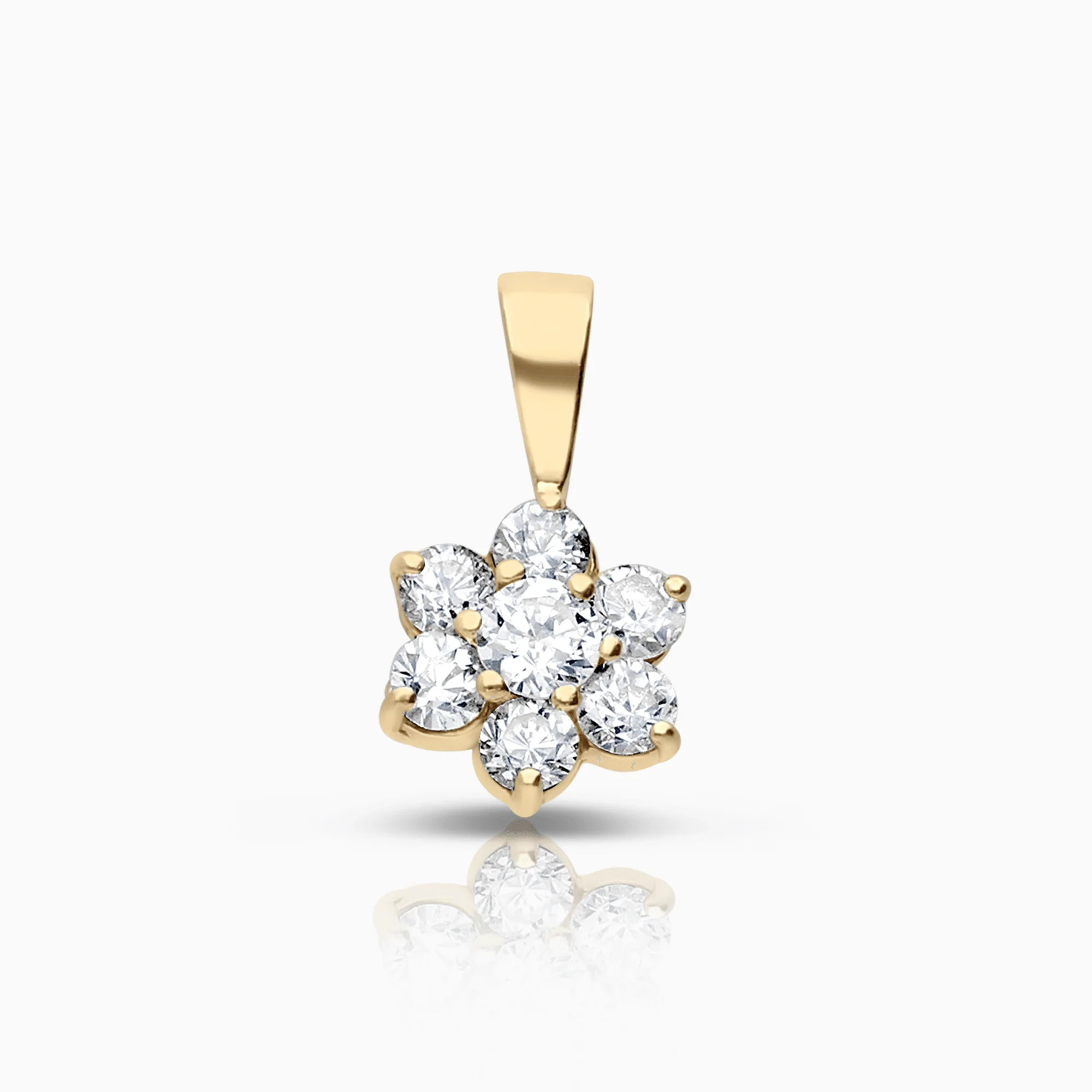 Flower Pendant with White Stones 0.70g 18K Gold