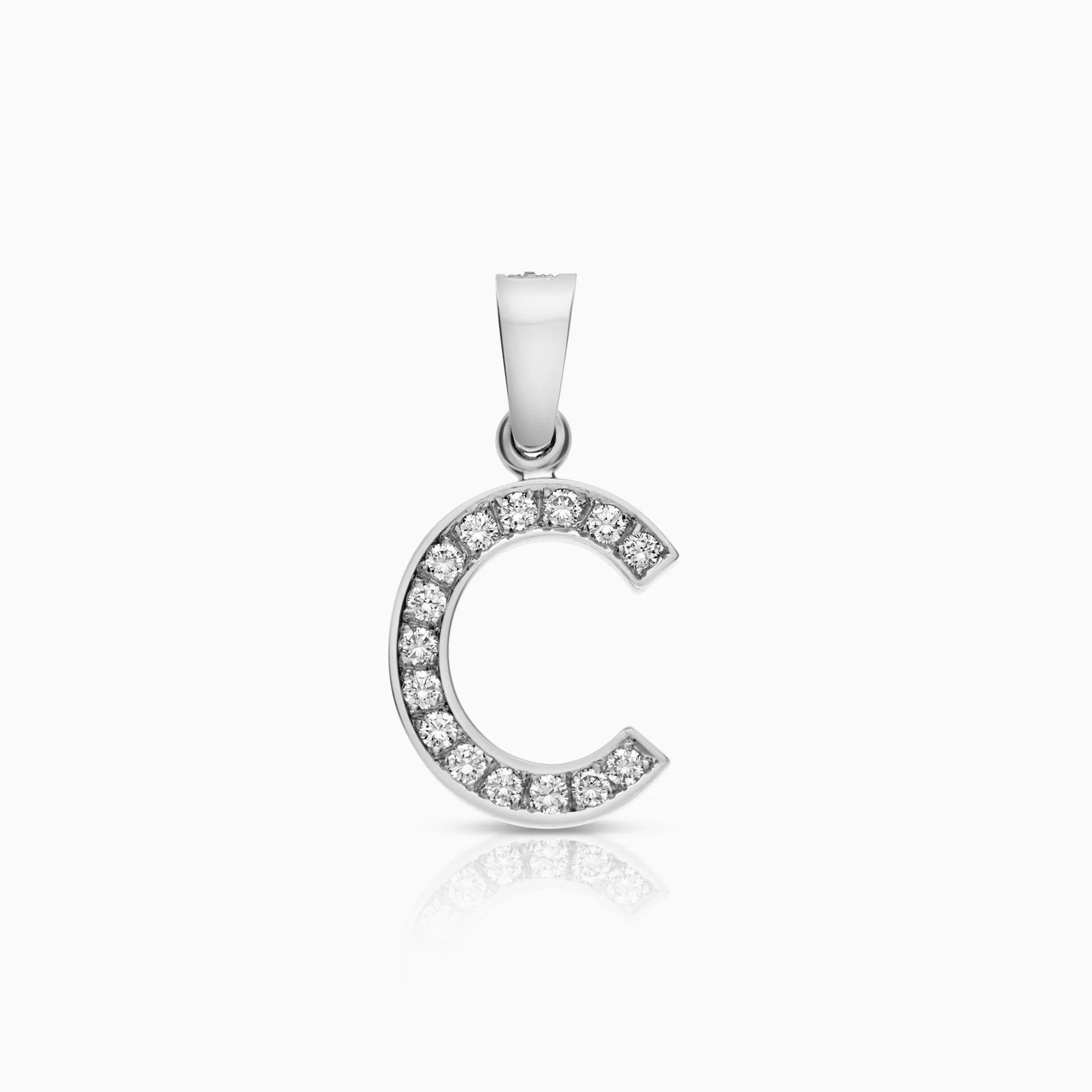 Letter pendant with diamonds 0.23ct 18K white gold
