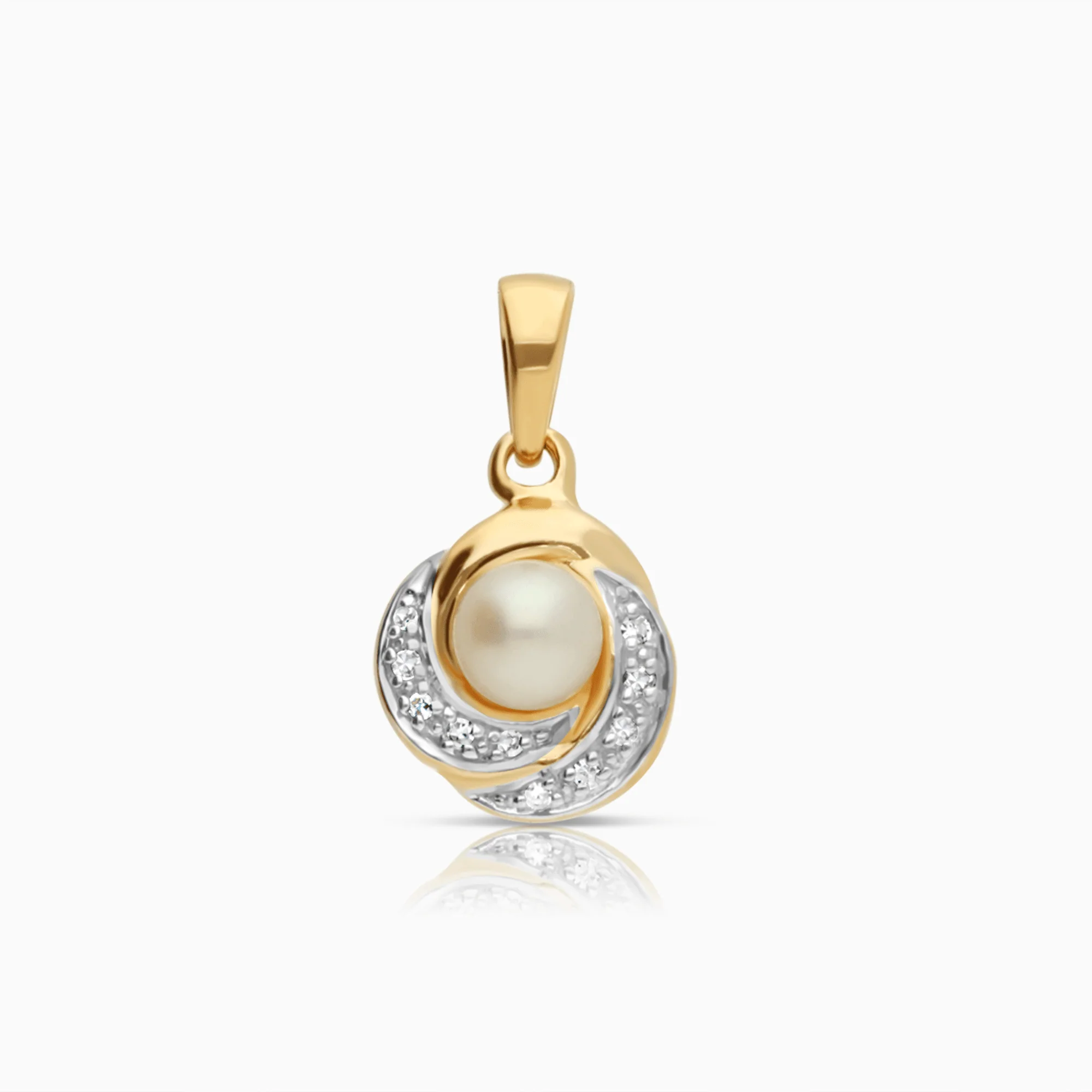Pendant diamonds & pearl 0.05ct 18K gold