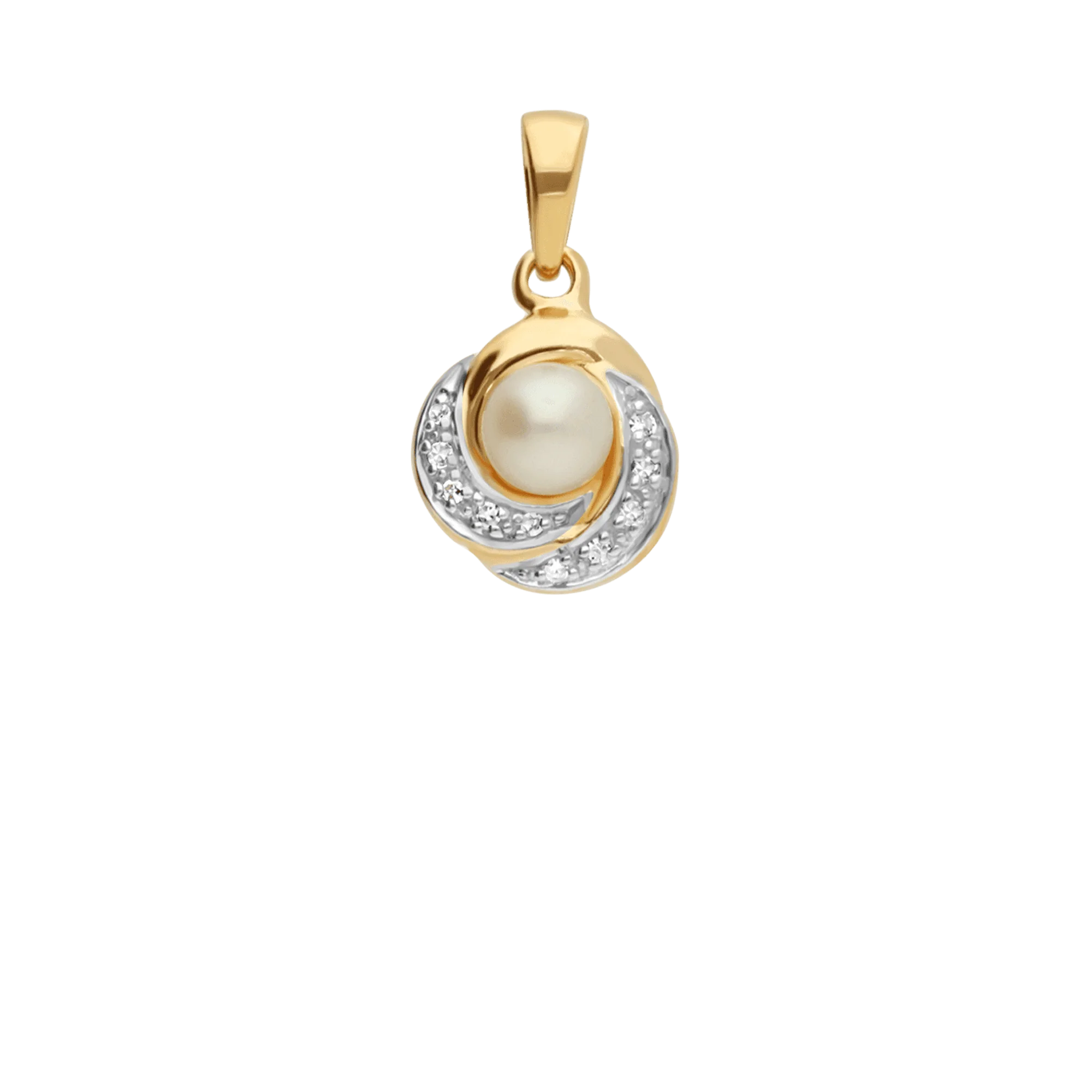 Pendant diamonds & pearl 0.05ct 18K gold - Image 2
