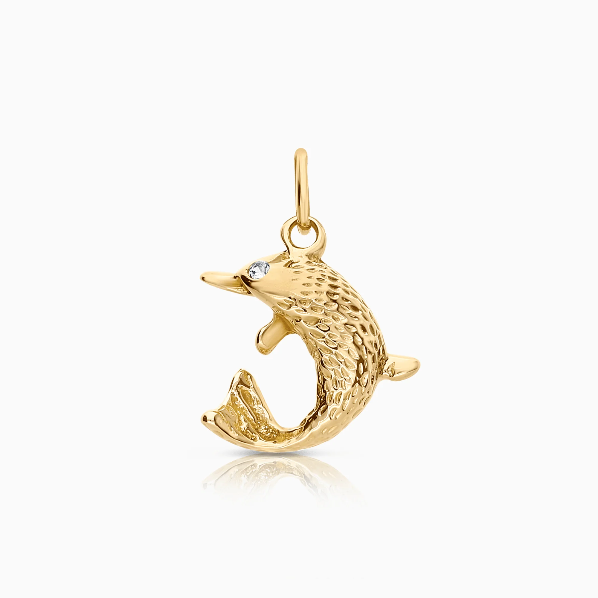 Fish pendant with cubic 1.11g 18K gold