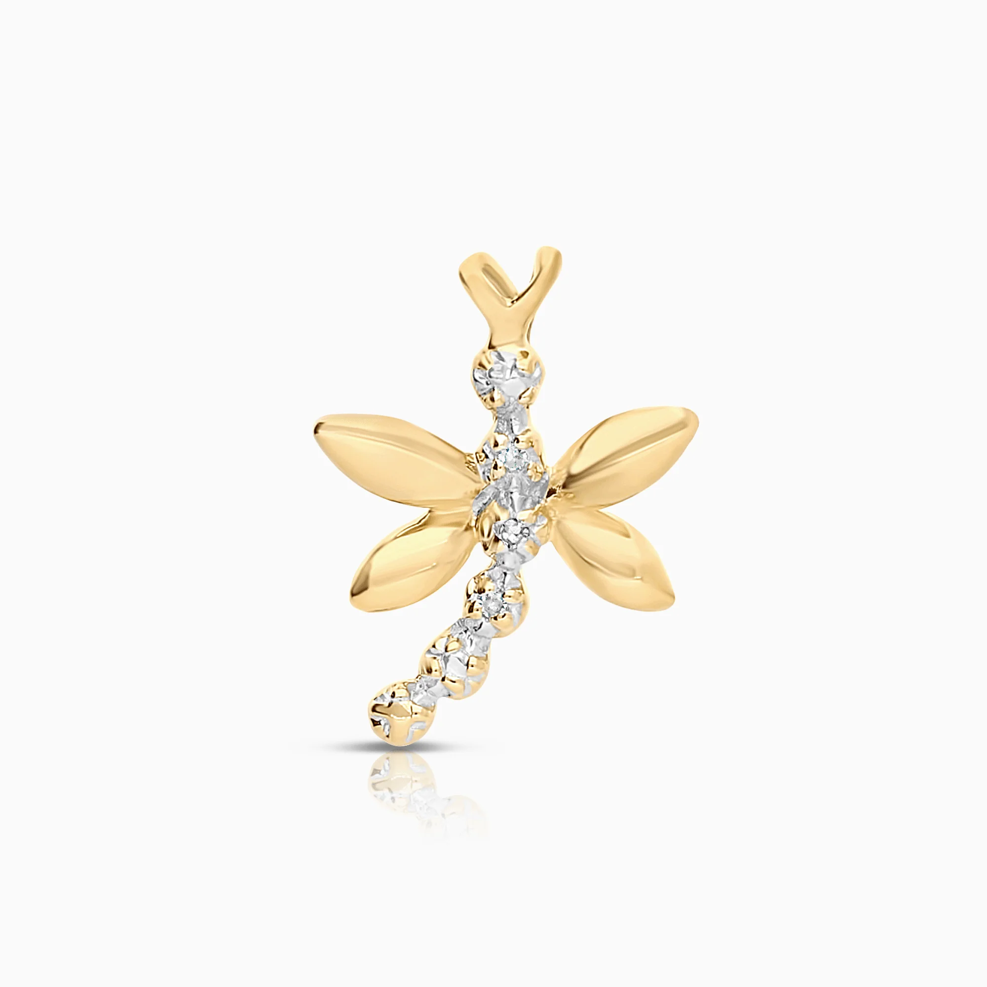 Butterfly pendant 0.015ct 18K gold