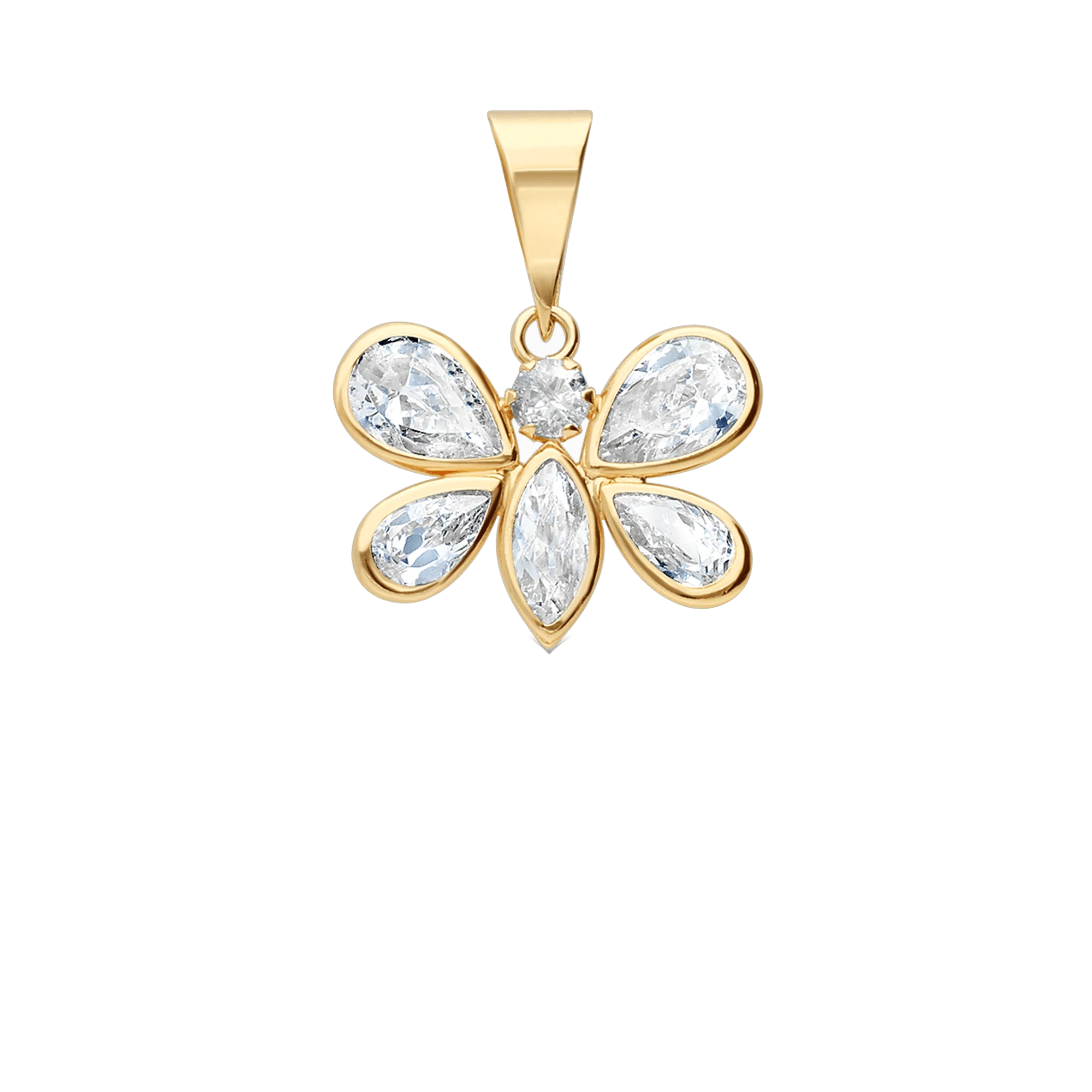 Pendant butterfly with white stones 0.89g 18K gold - Image 2