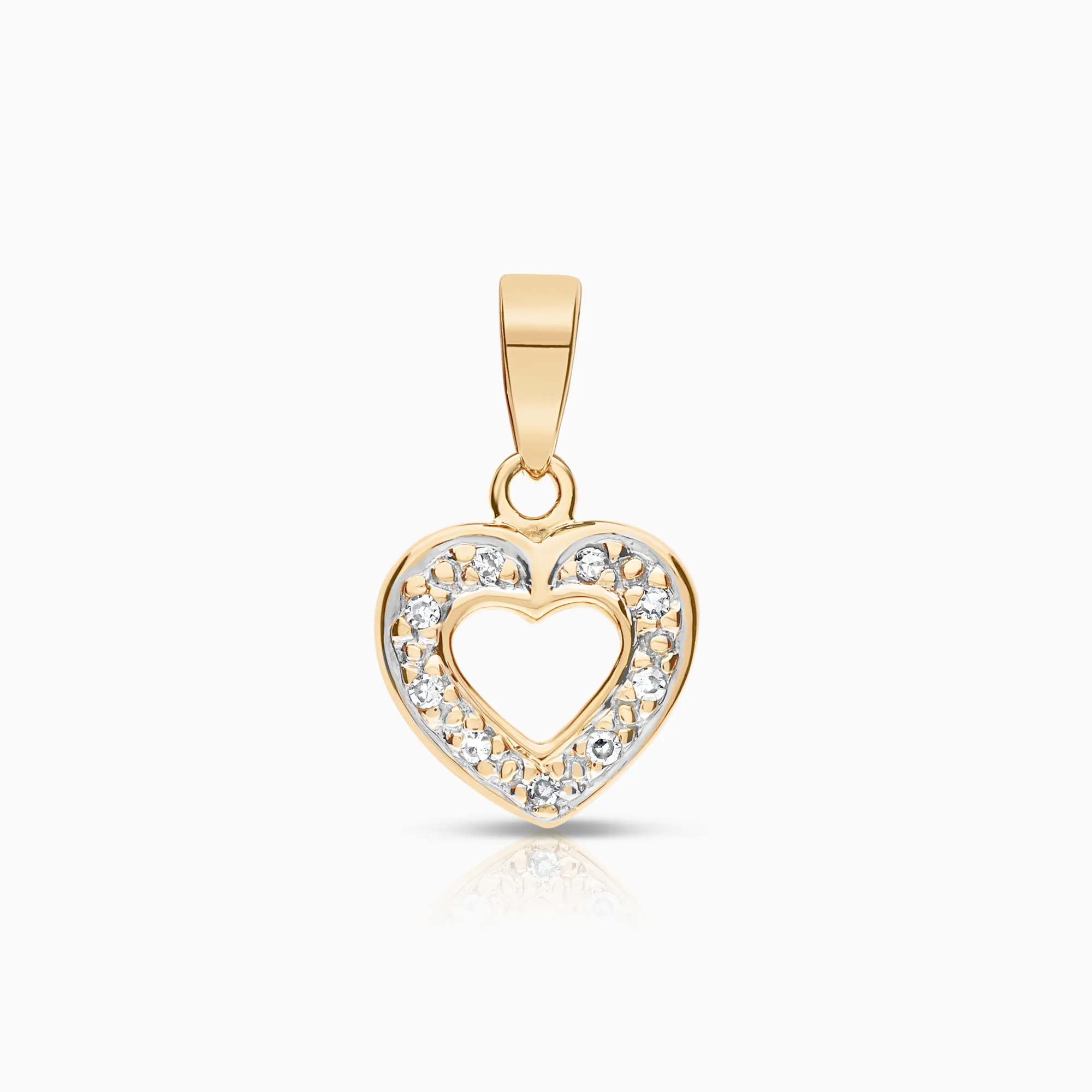 Heart pendant, 0.03ct 18K gold