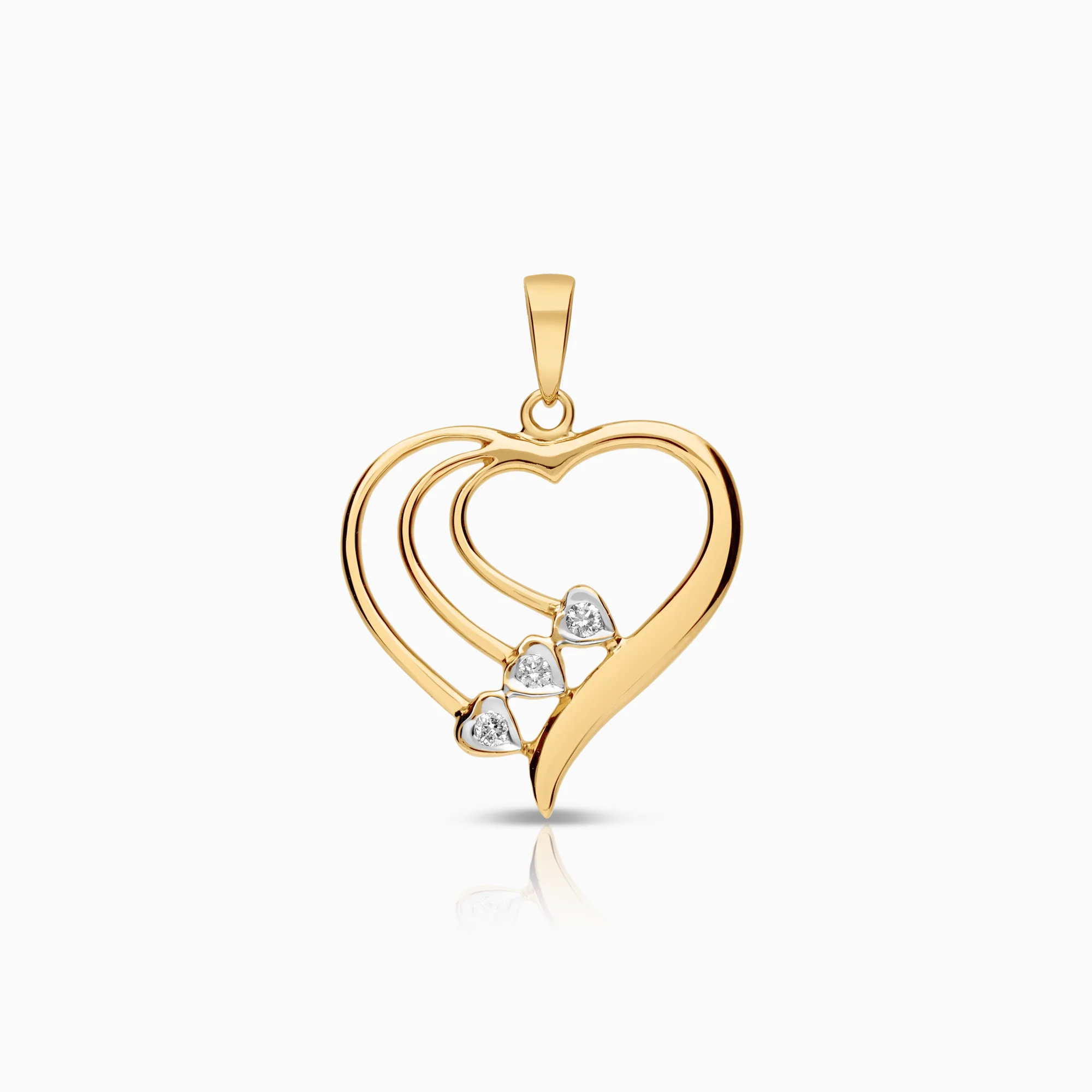 Heart pendant, 0.03ct 18K gold