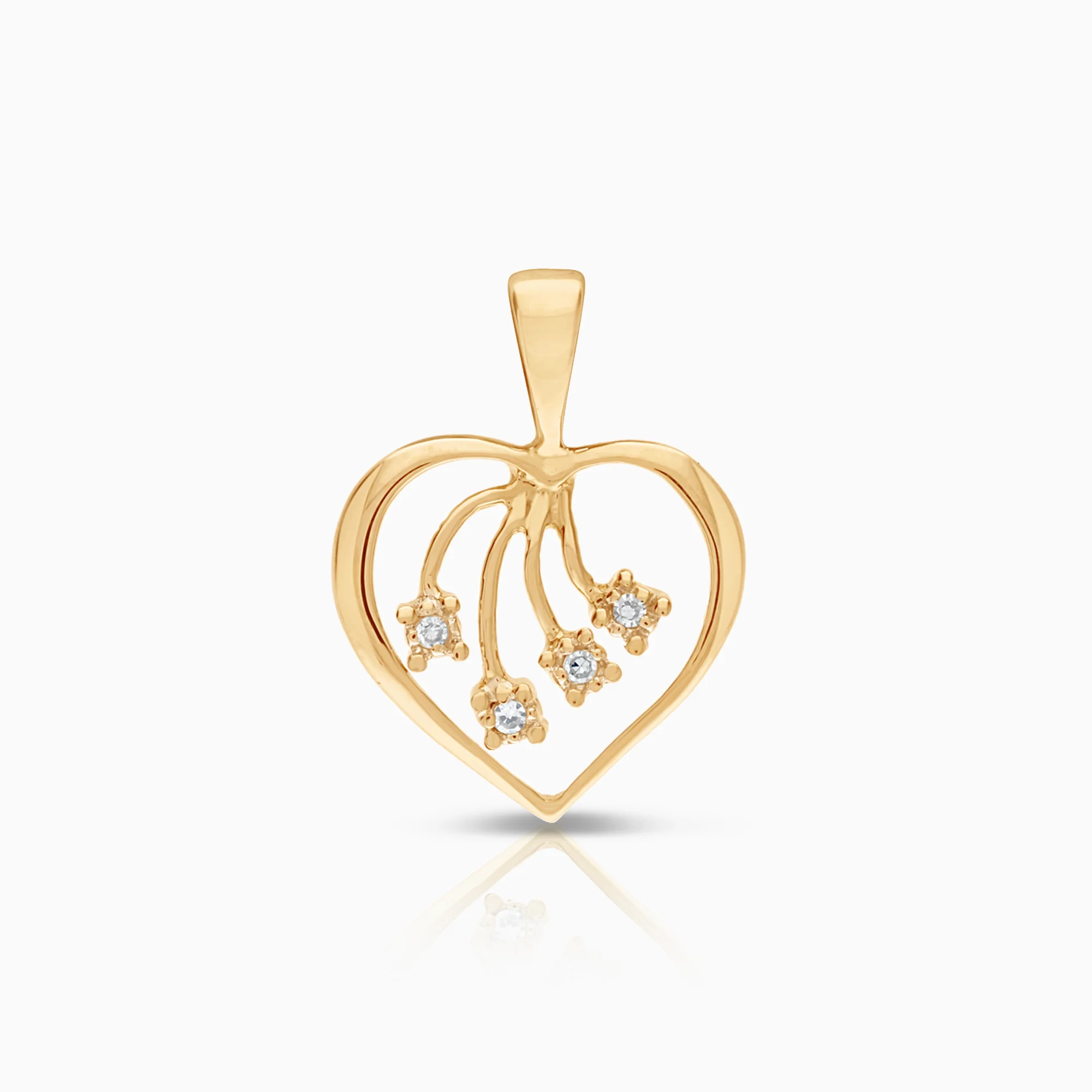 Heart pendant 0.02ct 18K gold