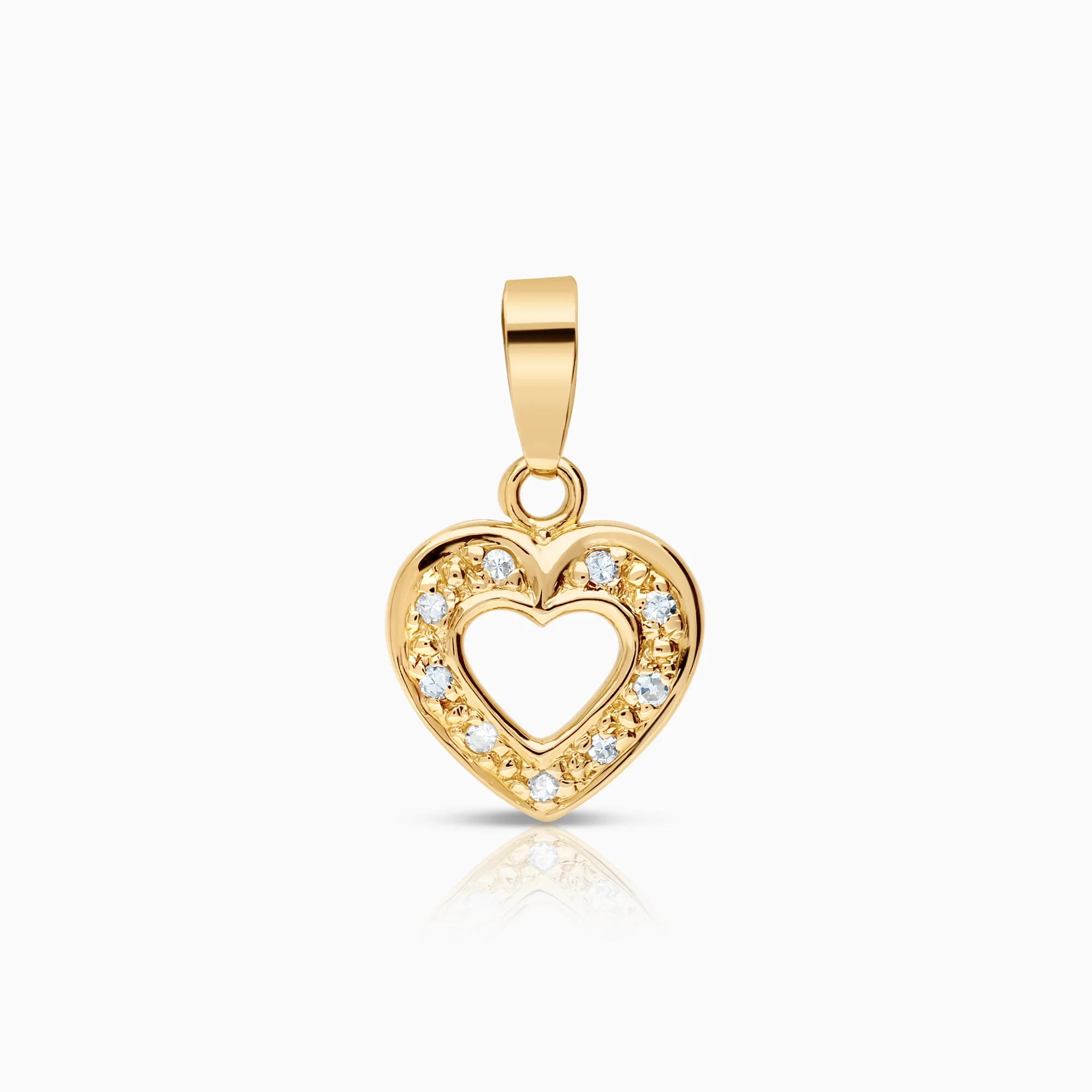 Heart pendant, 0.03ct 18K gold