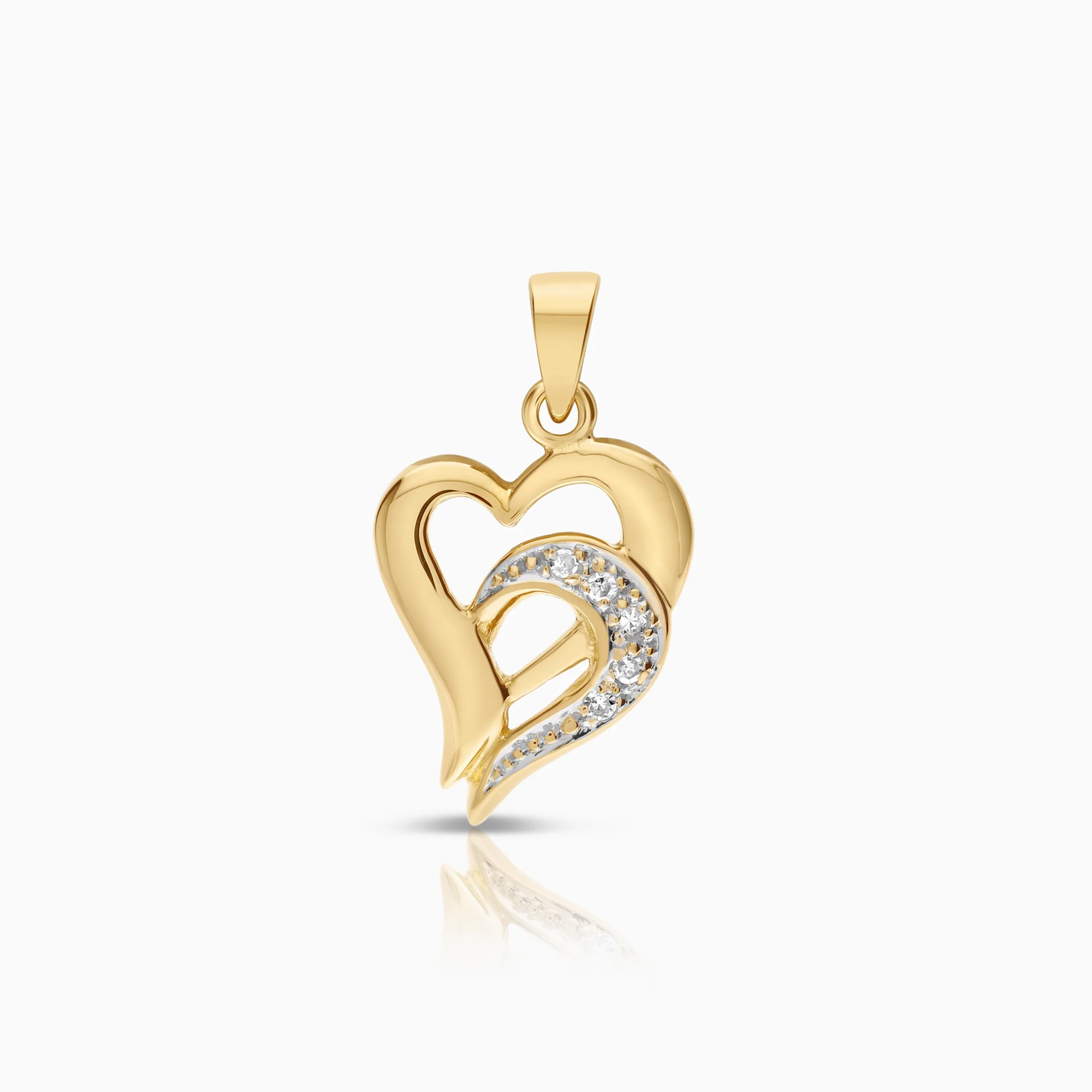 Heart pendant 0.04ct 18K gold