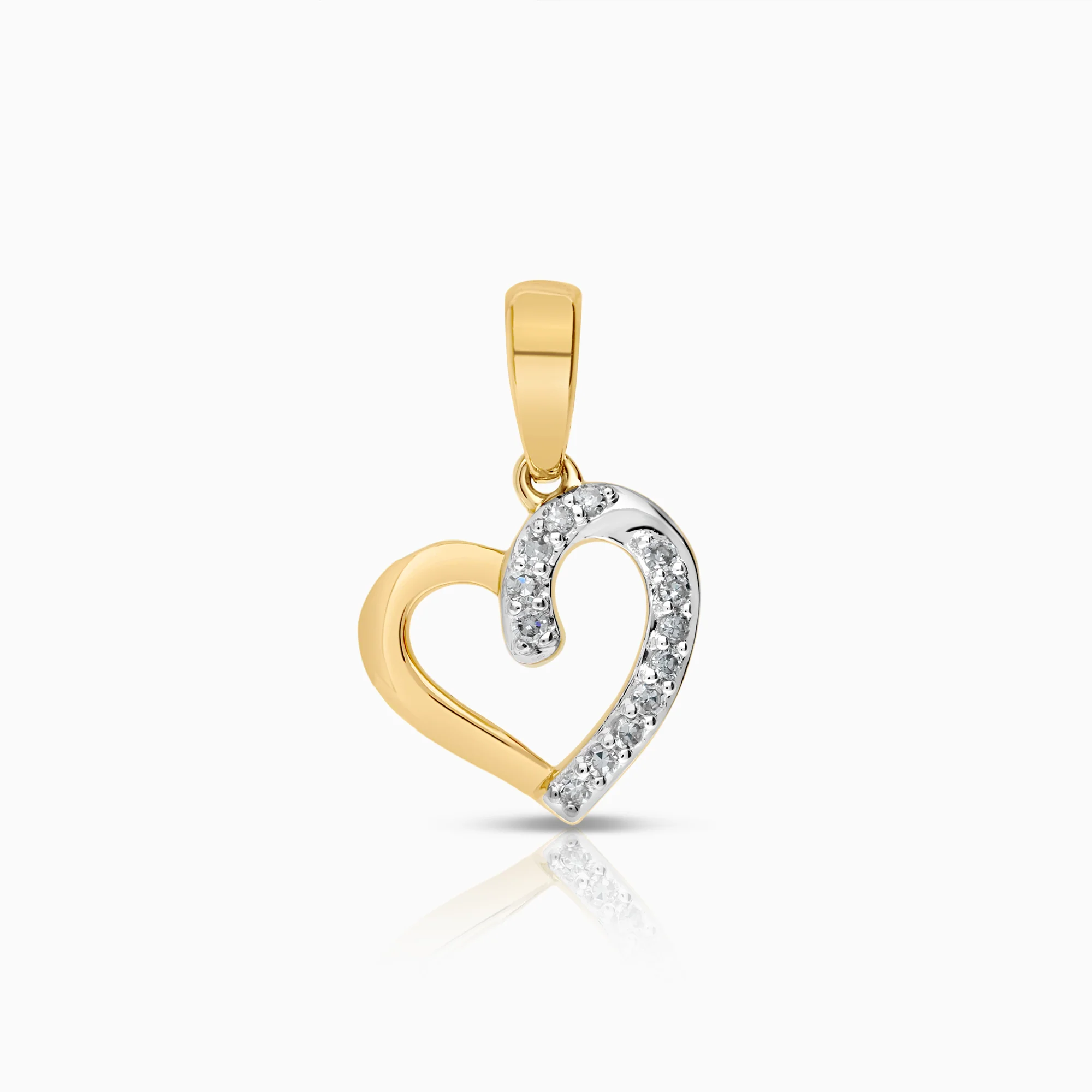 Heart pendant, 0.05ct 18K gold