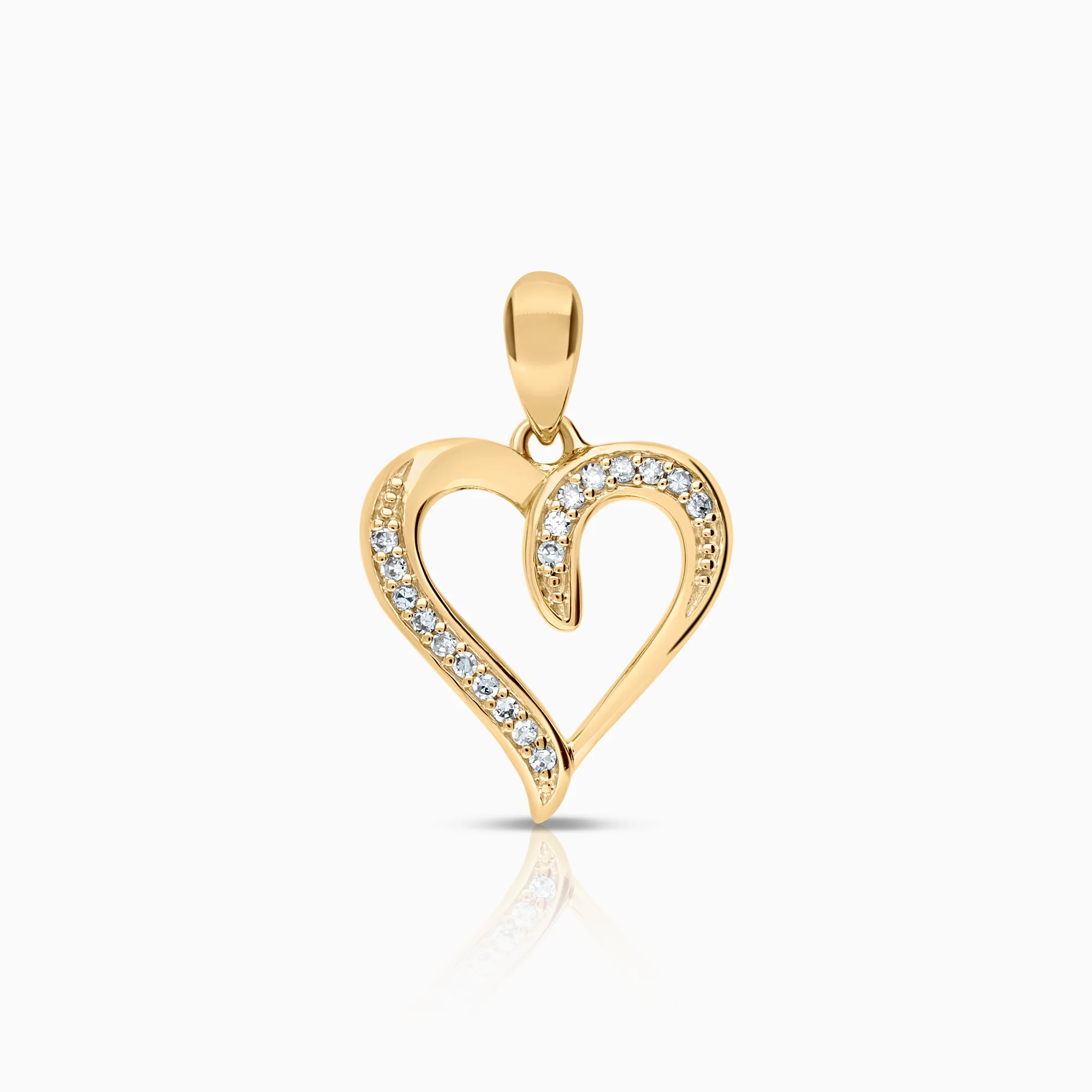 Heart pendant, 0.05ct 18K gold