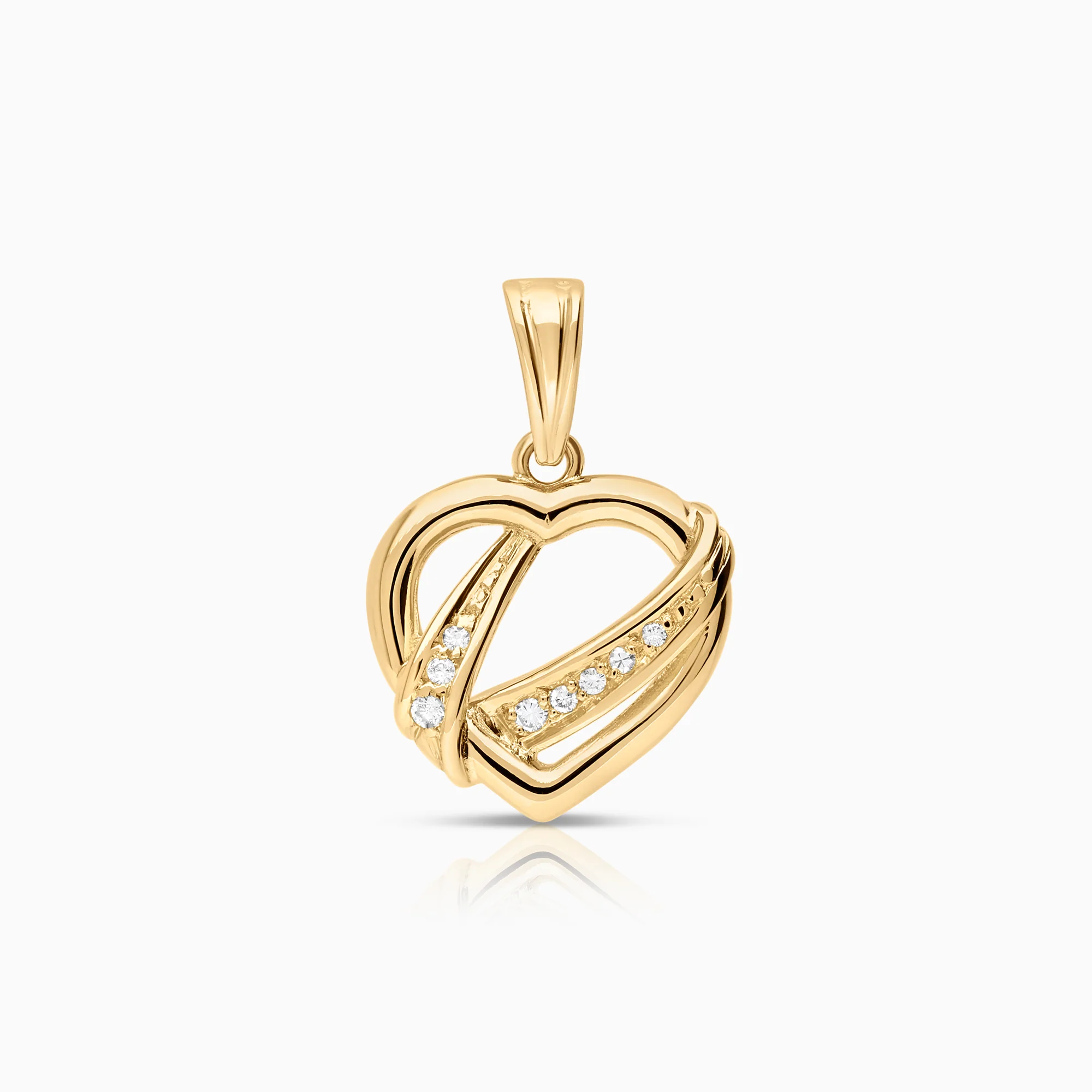 Heart pendant, 0.05ct 18K gold