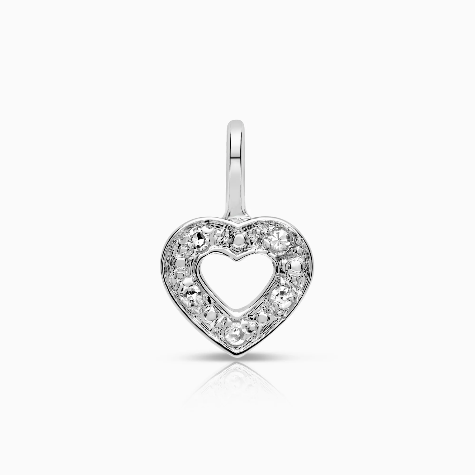 Heart pendant 0.05ct 18K white gold