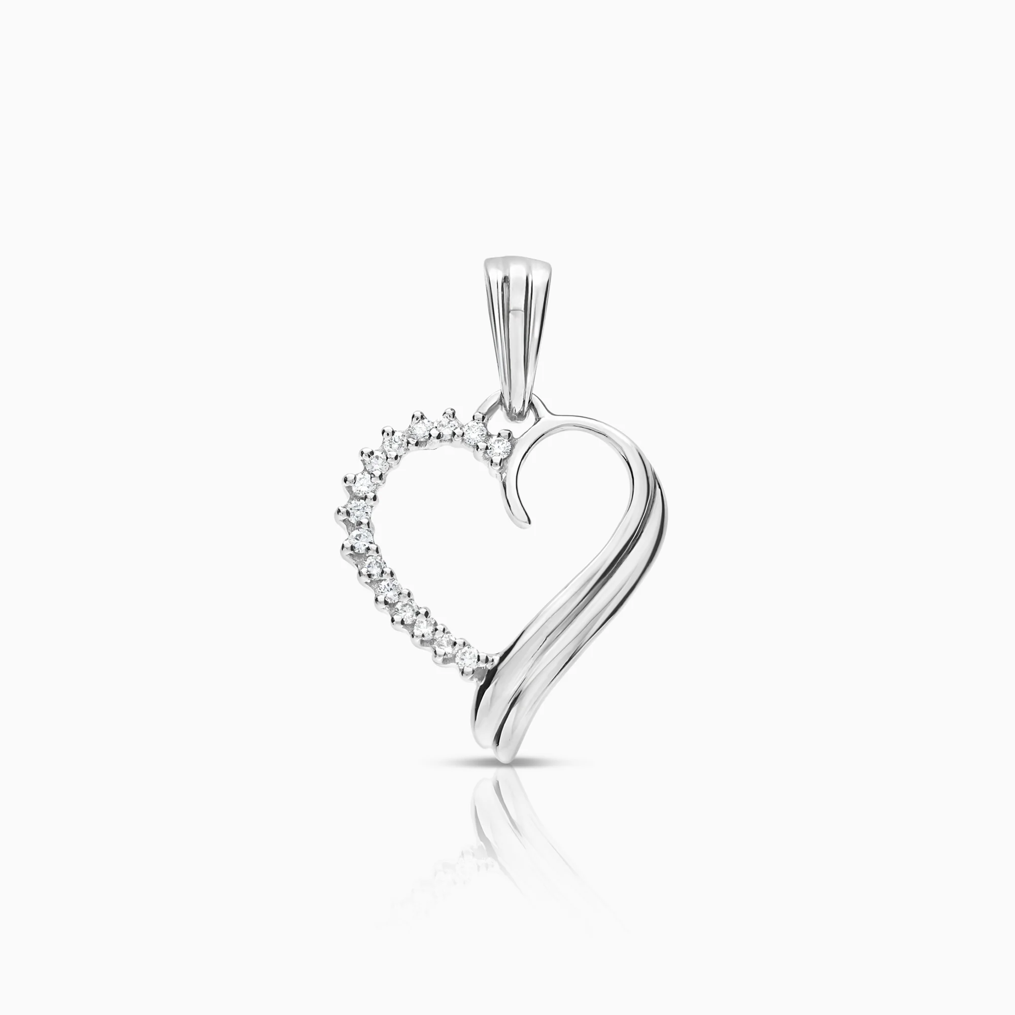 Heart pendant 0.07ct 18K white gold
