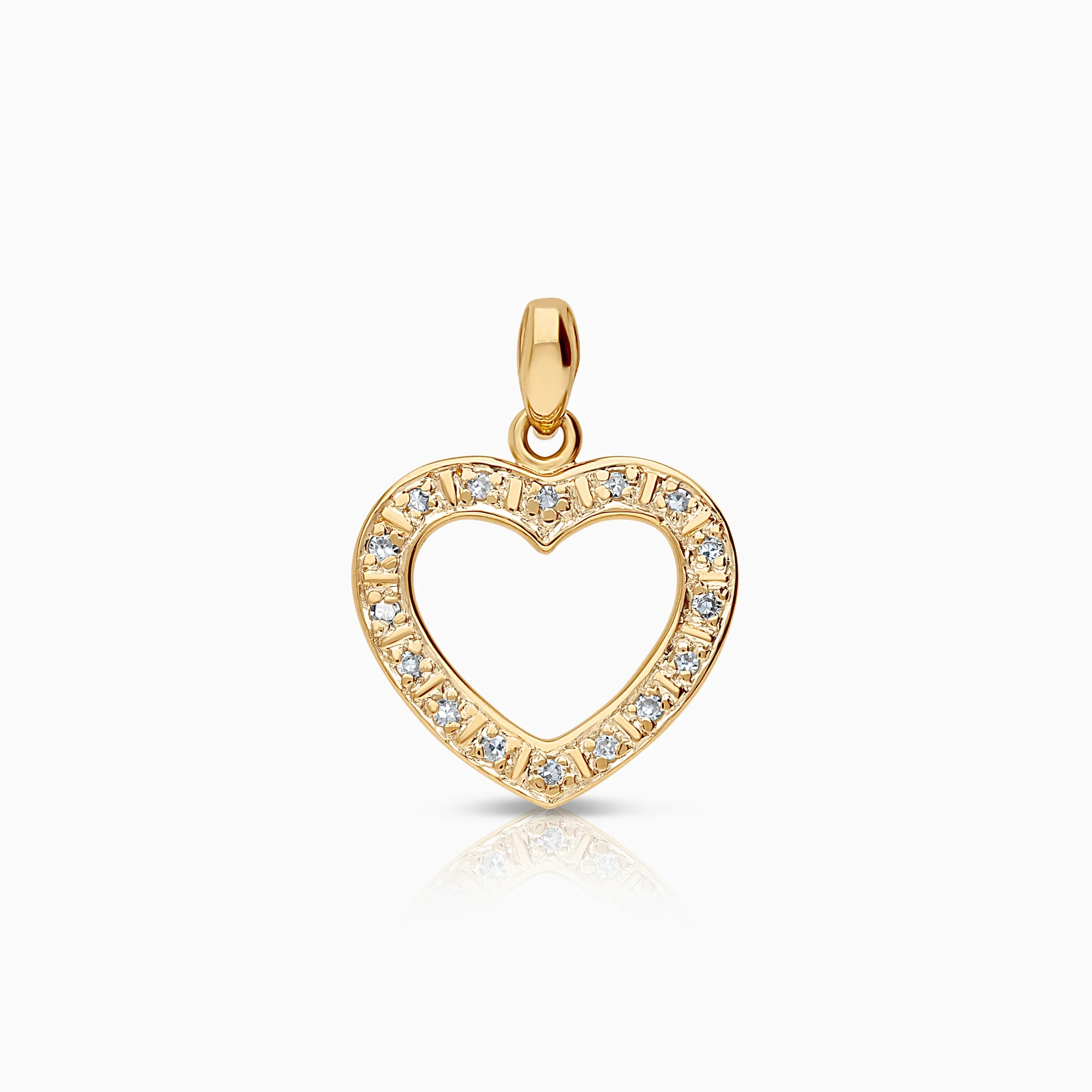 Heart pendant 0.08ct 18K gold