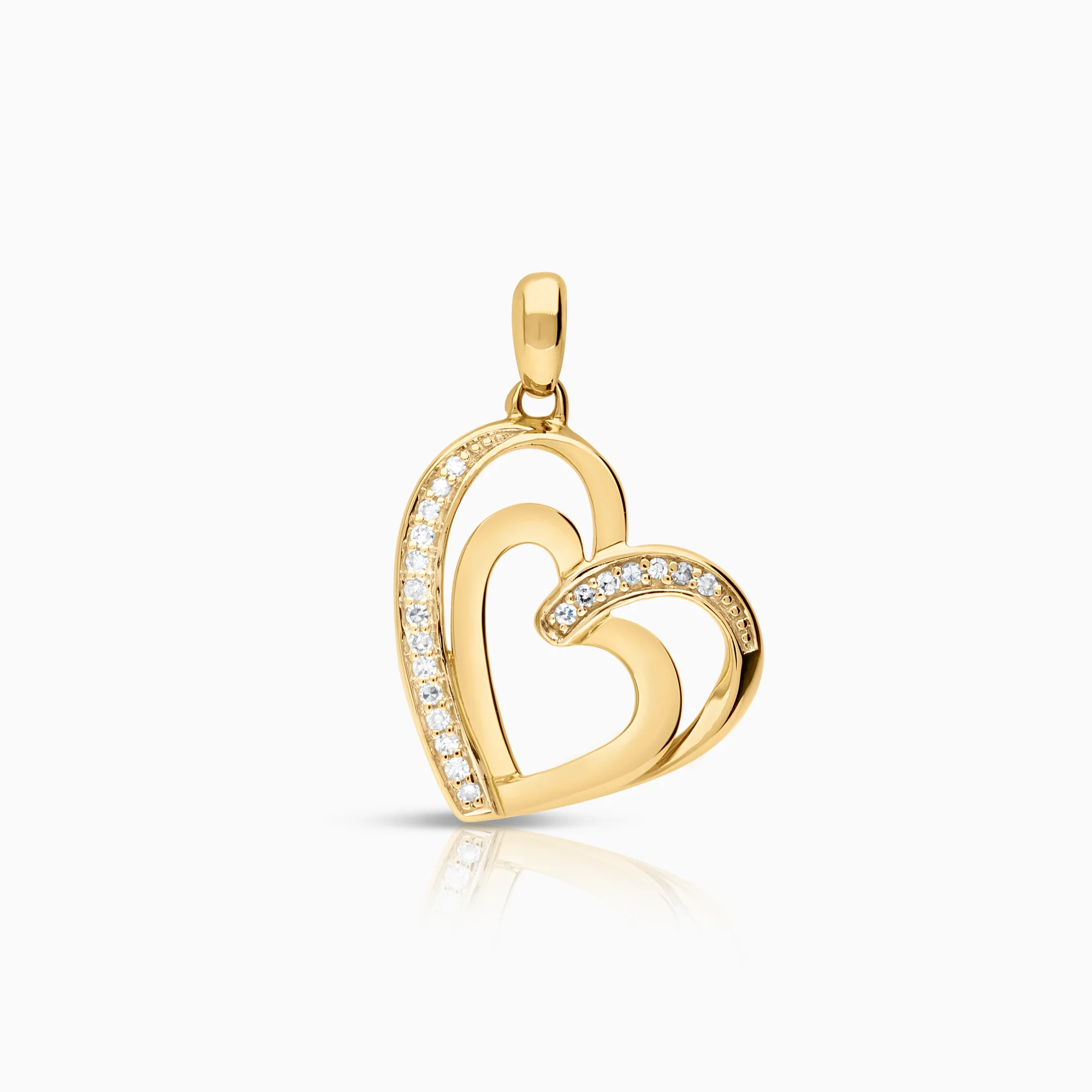 Heart pendant 0.09ct 18K gold