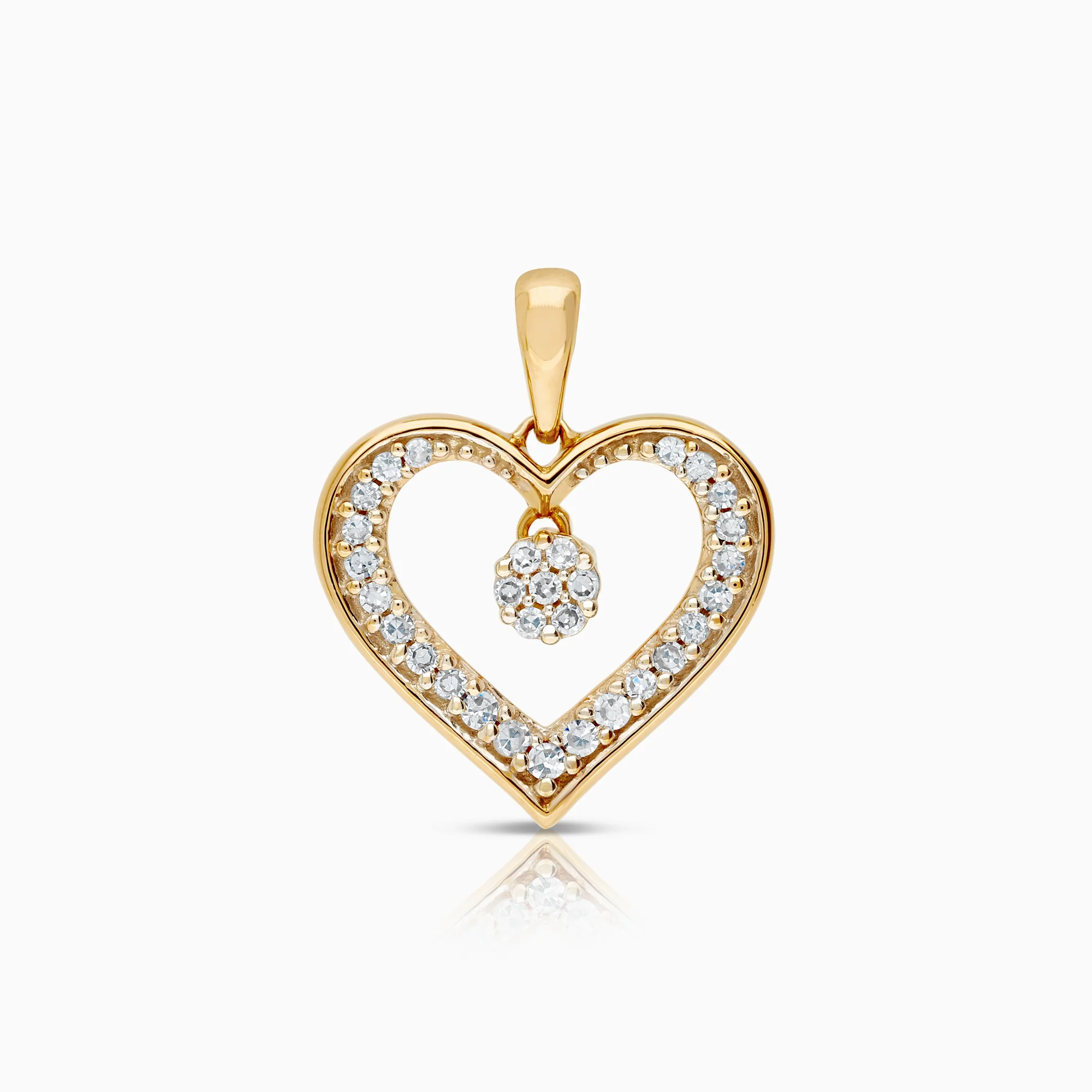 Heart pendant 0.09ct 18K gold