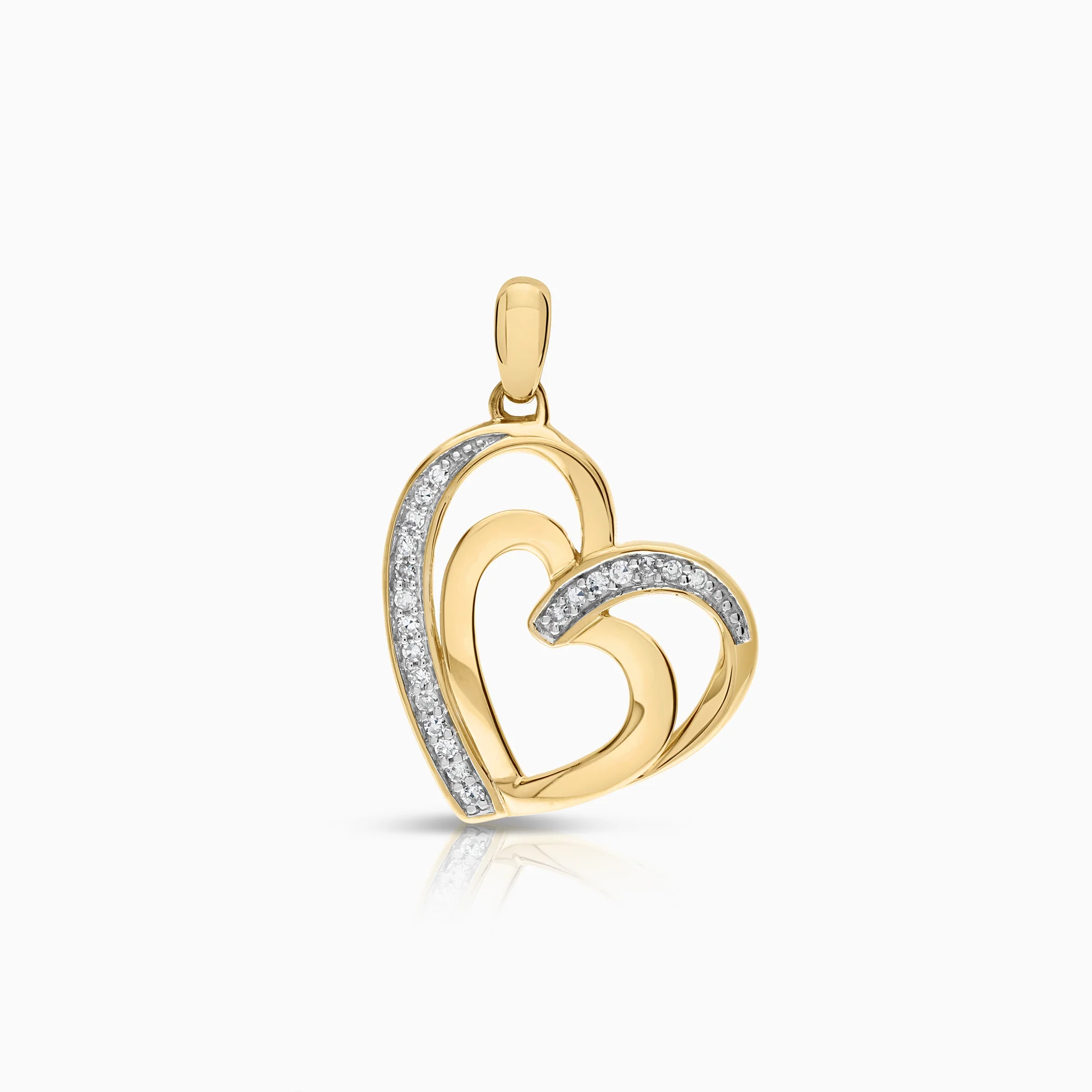 Heart pendant 0.09ct 18K gold