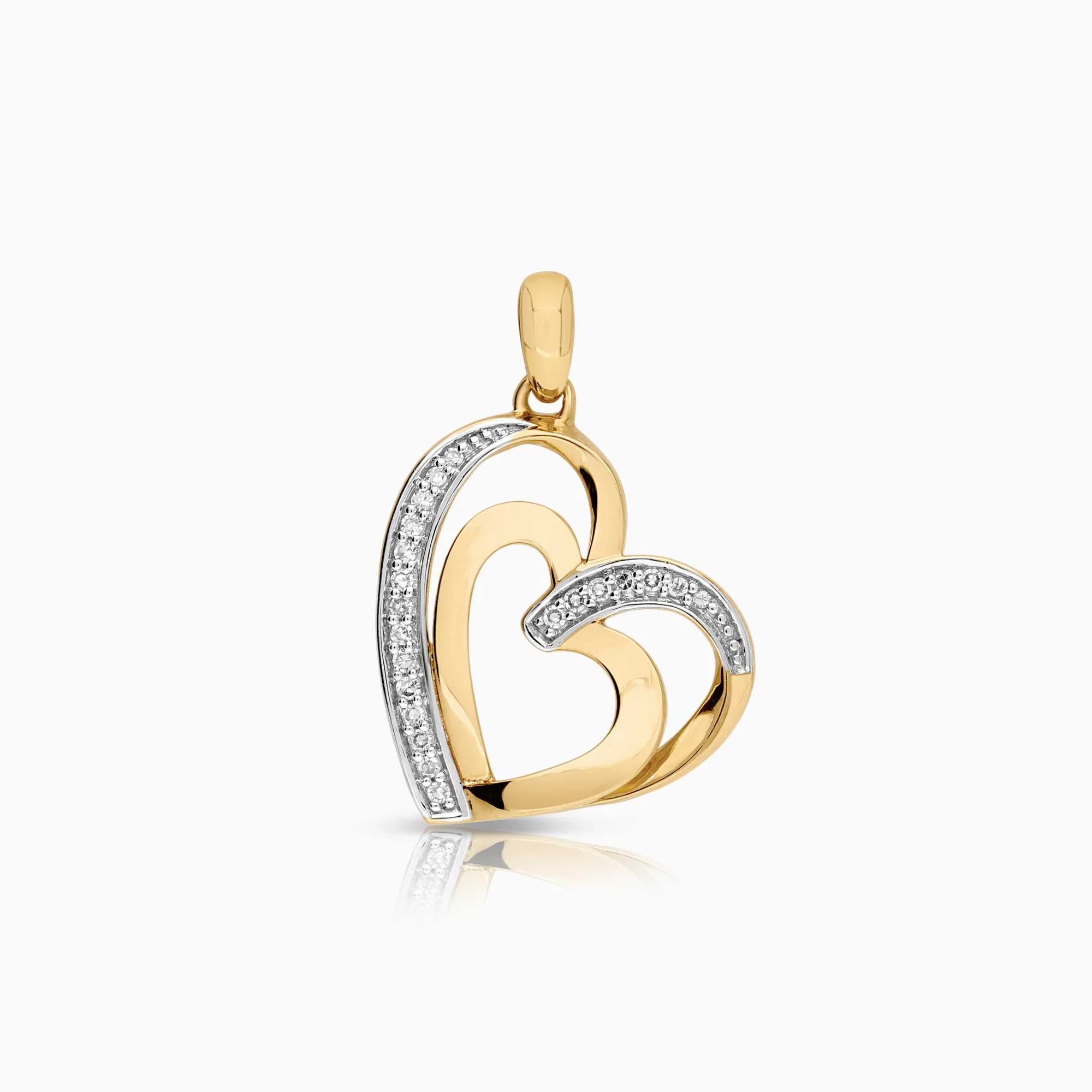 Heart pendant 0.09ct 18K gold