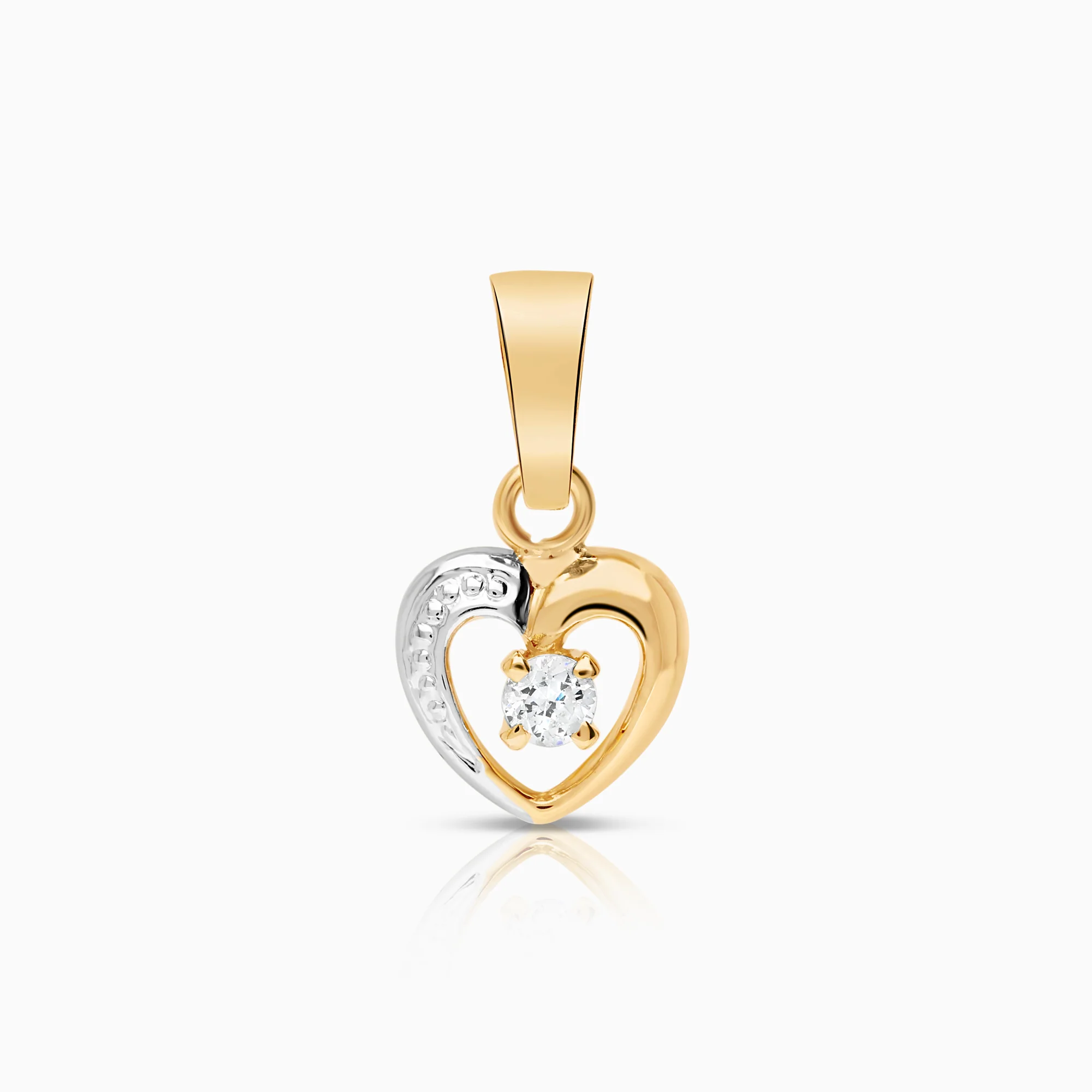 Heart pendant with cubic zirconia 0.33g 18K gold