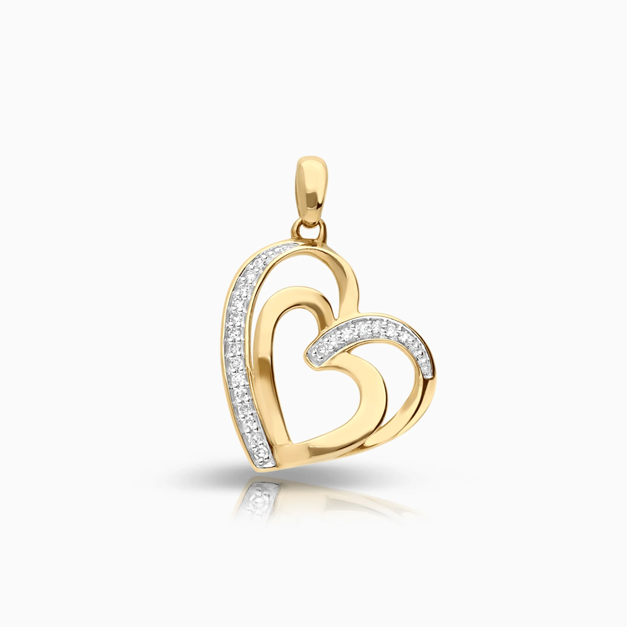 Heart pendant 0.10ct 18K gold