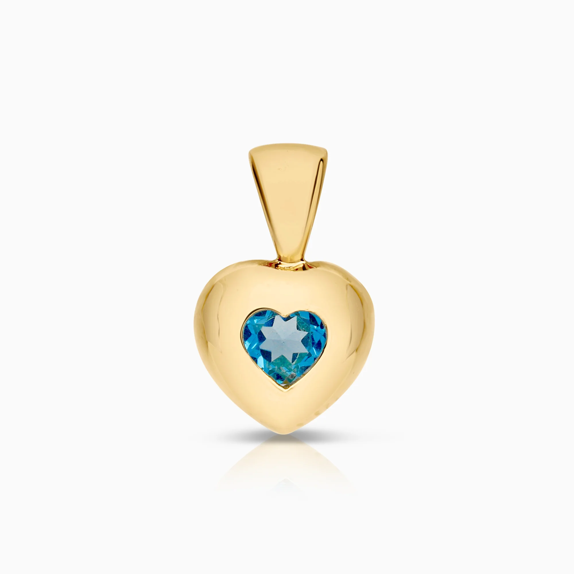 Pendant heart blue stone 0.84g 18K gold