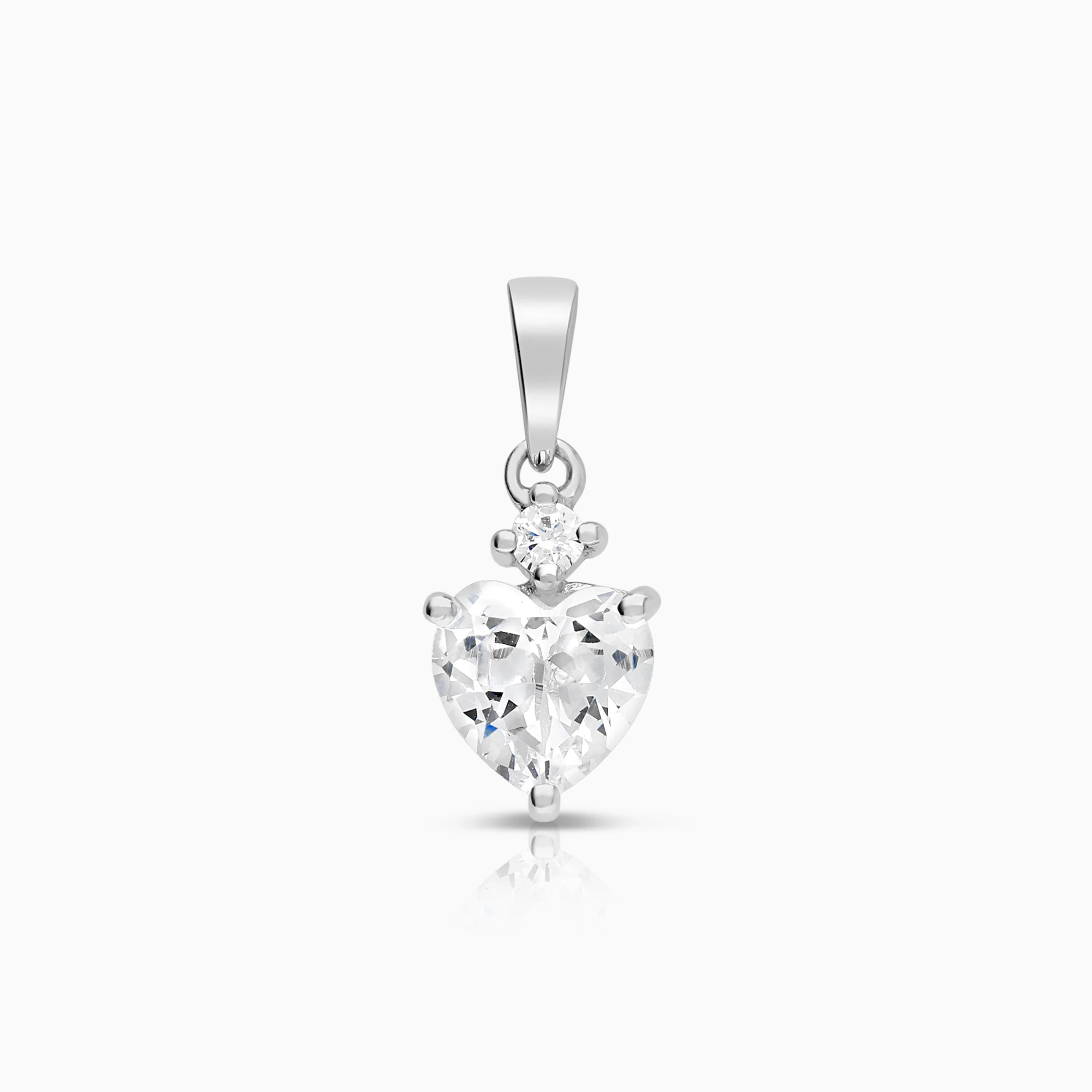 Heart pendant cubic zirconia 0.64g 9K white gold