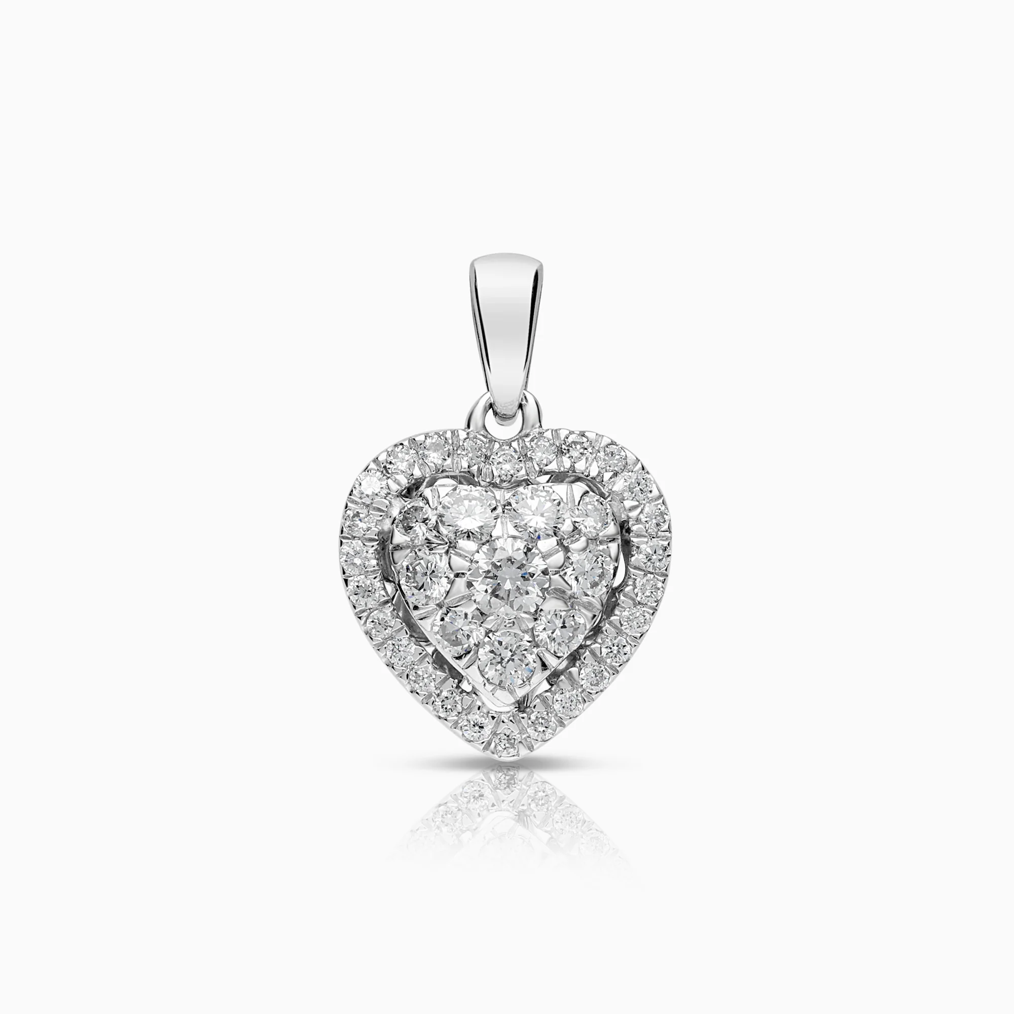 Heart pendant with diamonds 0.27ct 18K white gold