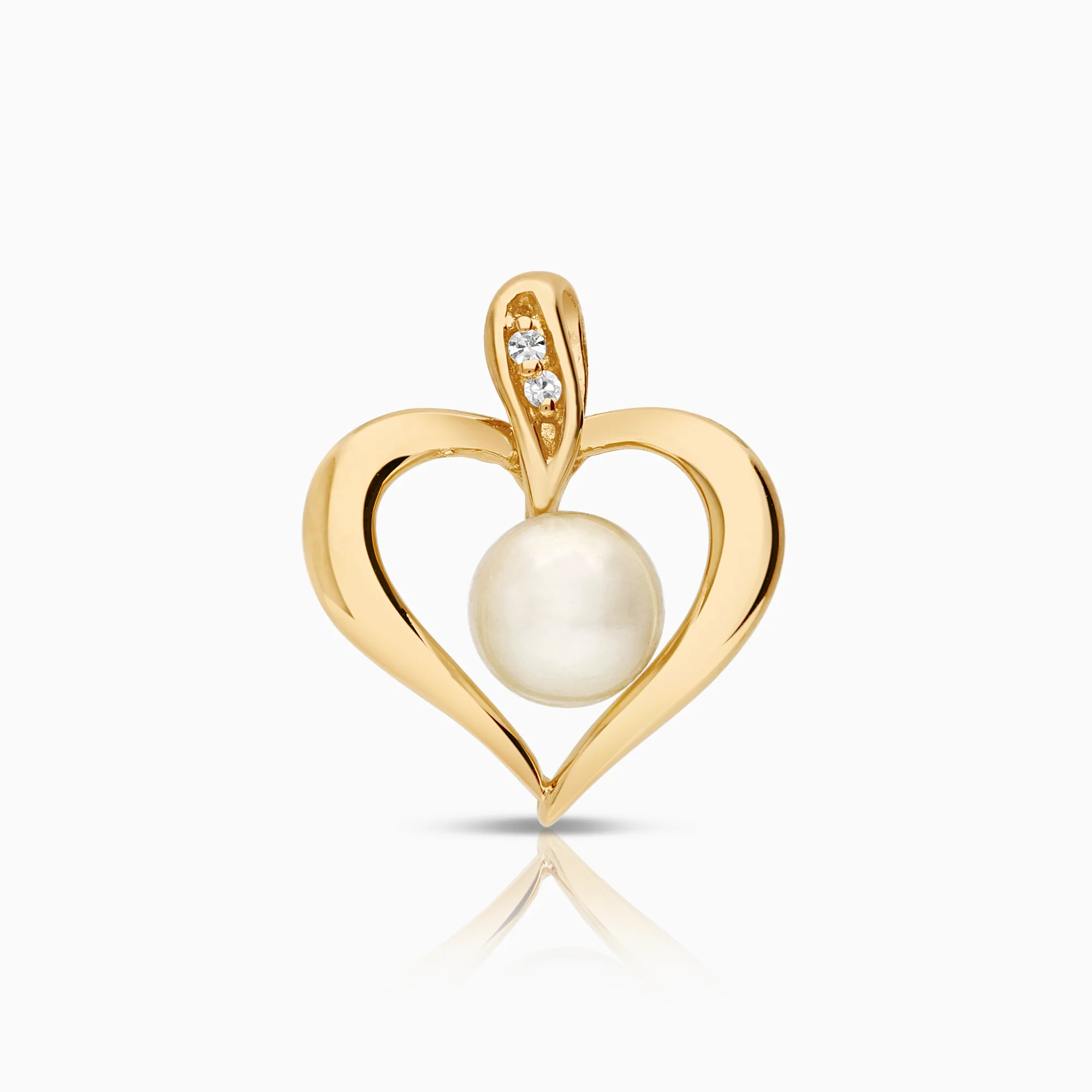 Diamond heart pendant with a pearl 0.01ct 18K gold
