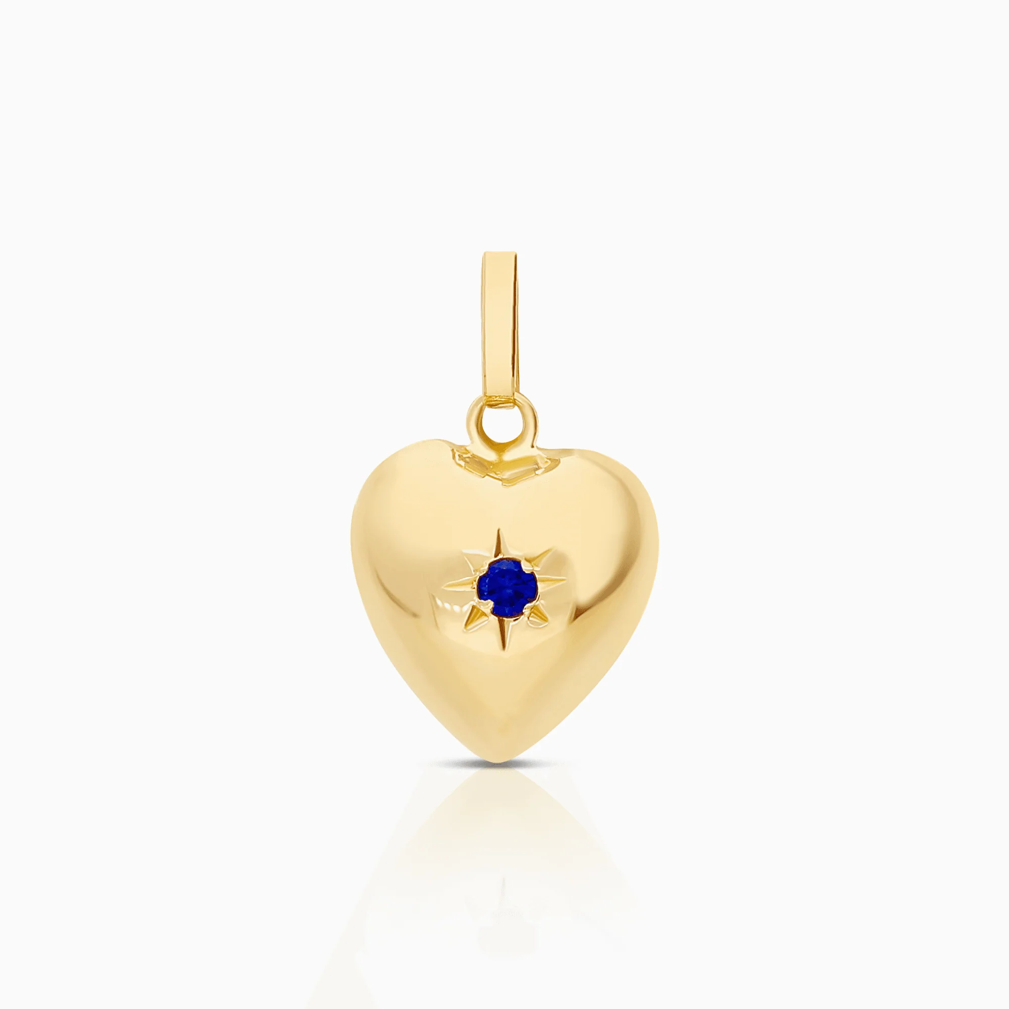 Heart Pendant with Blue Sapphire 0.80g 18K Gold
