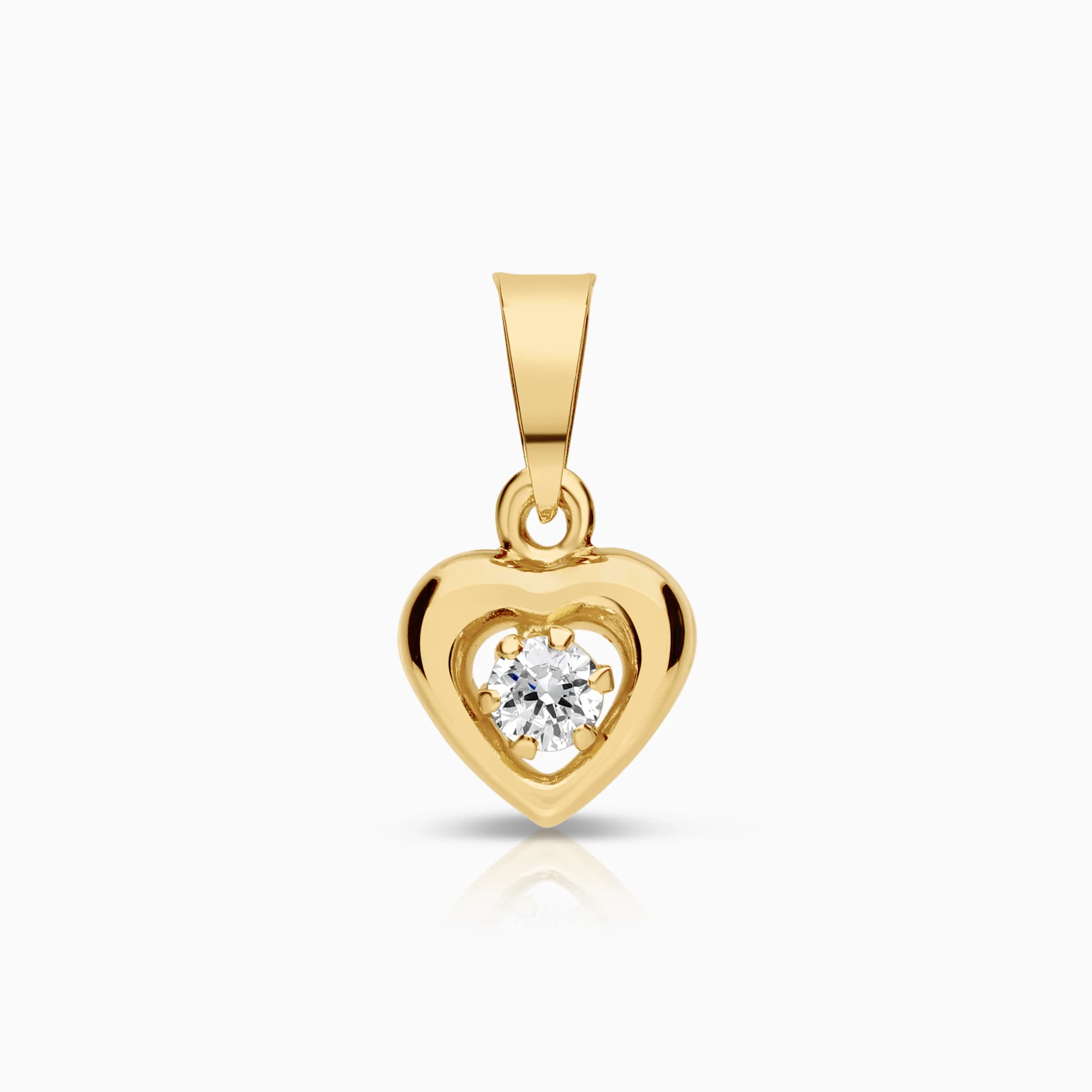 Heart pendant with cubic zirconia 0.33g 18K gold