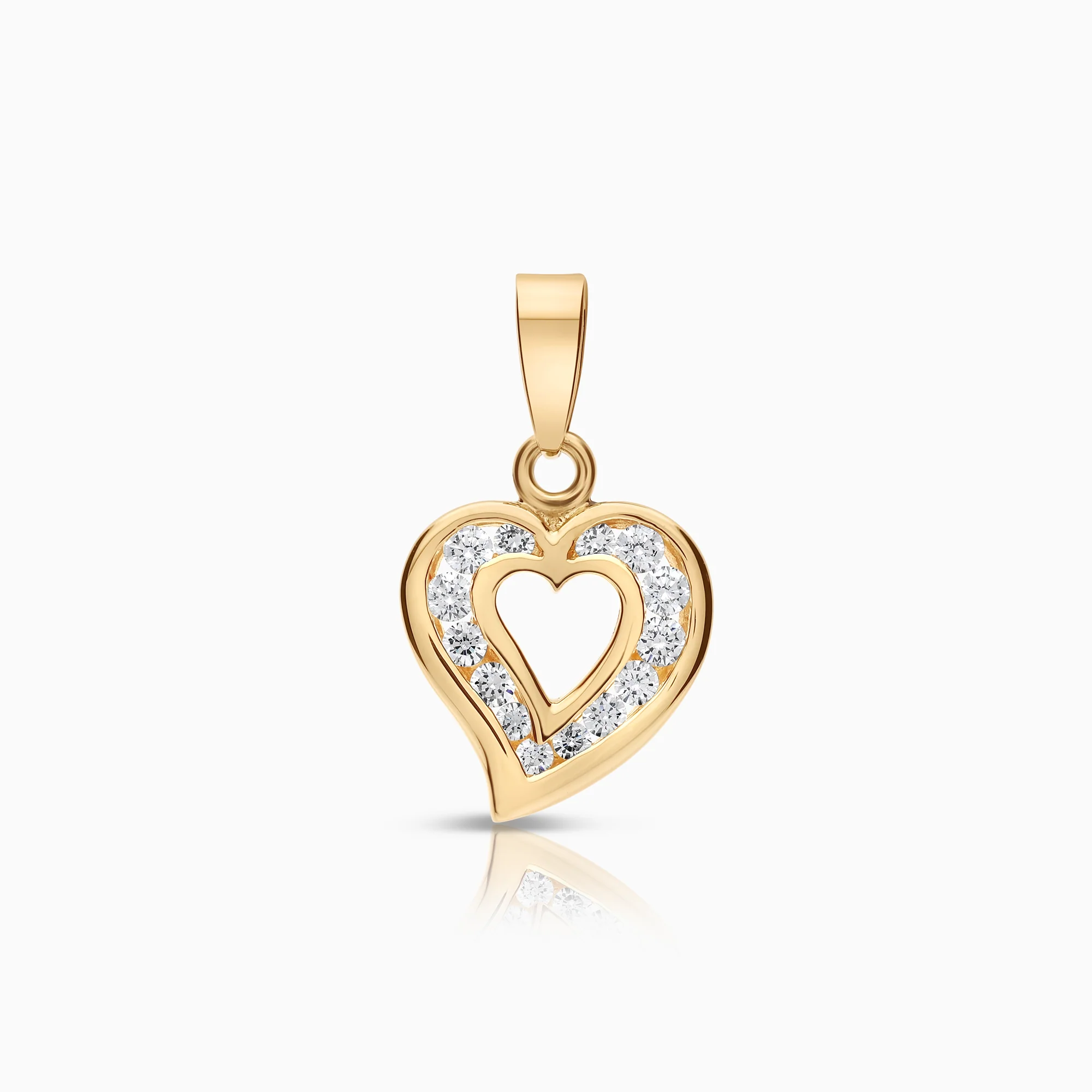 Pendant heart with cubic zirconia 1.54g 18K gold