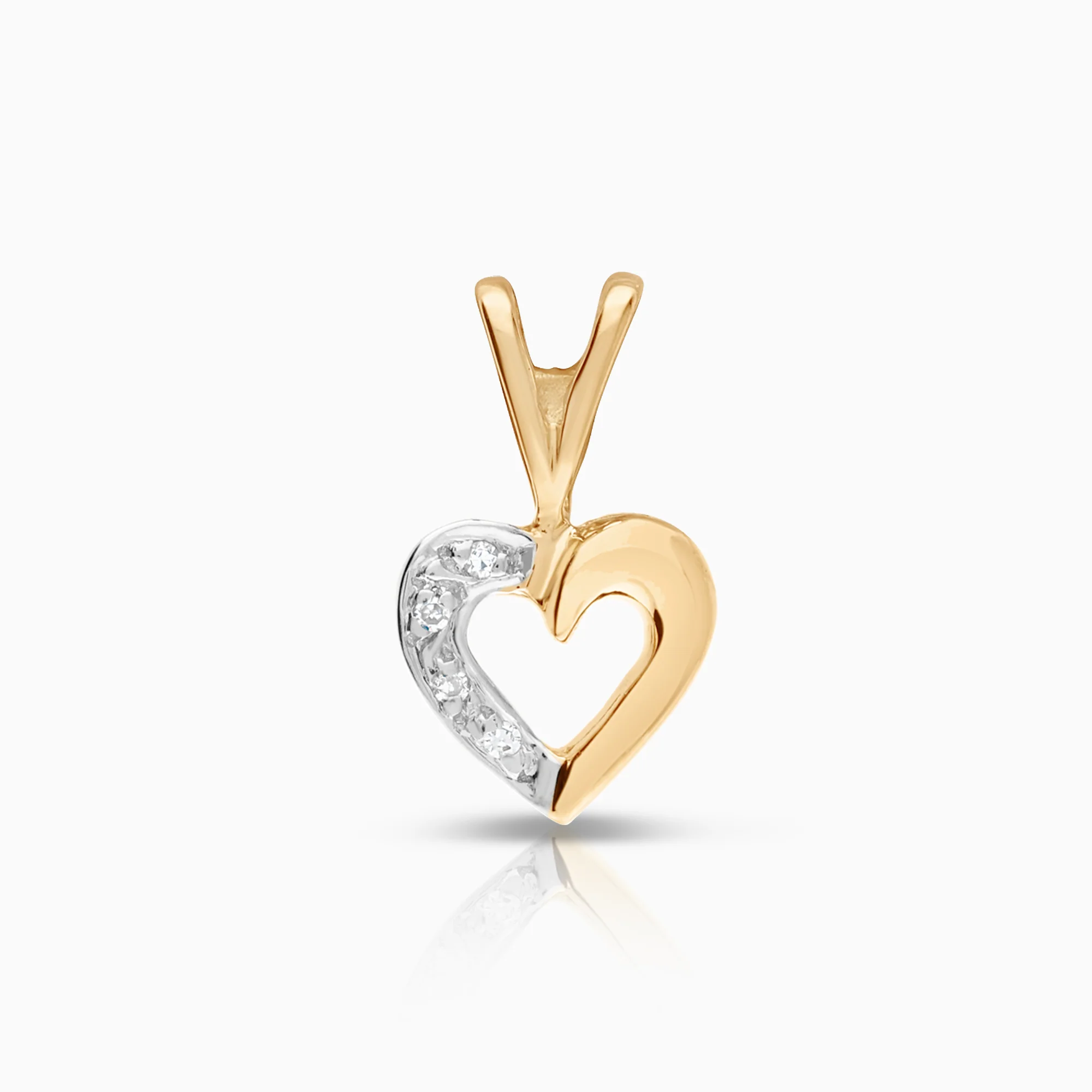 Pendant heart with diamonds 0.02ct 18K gold