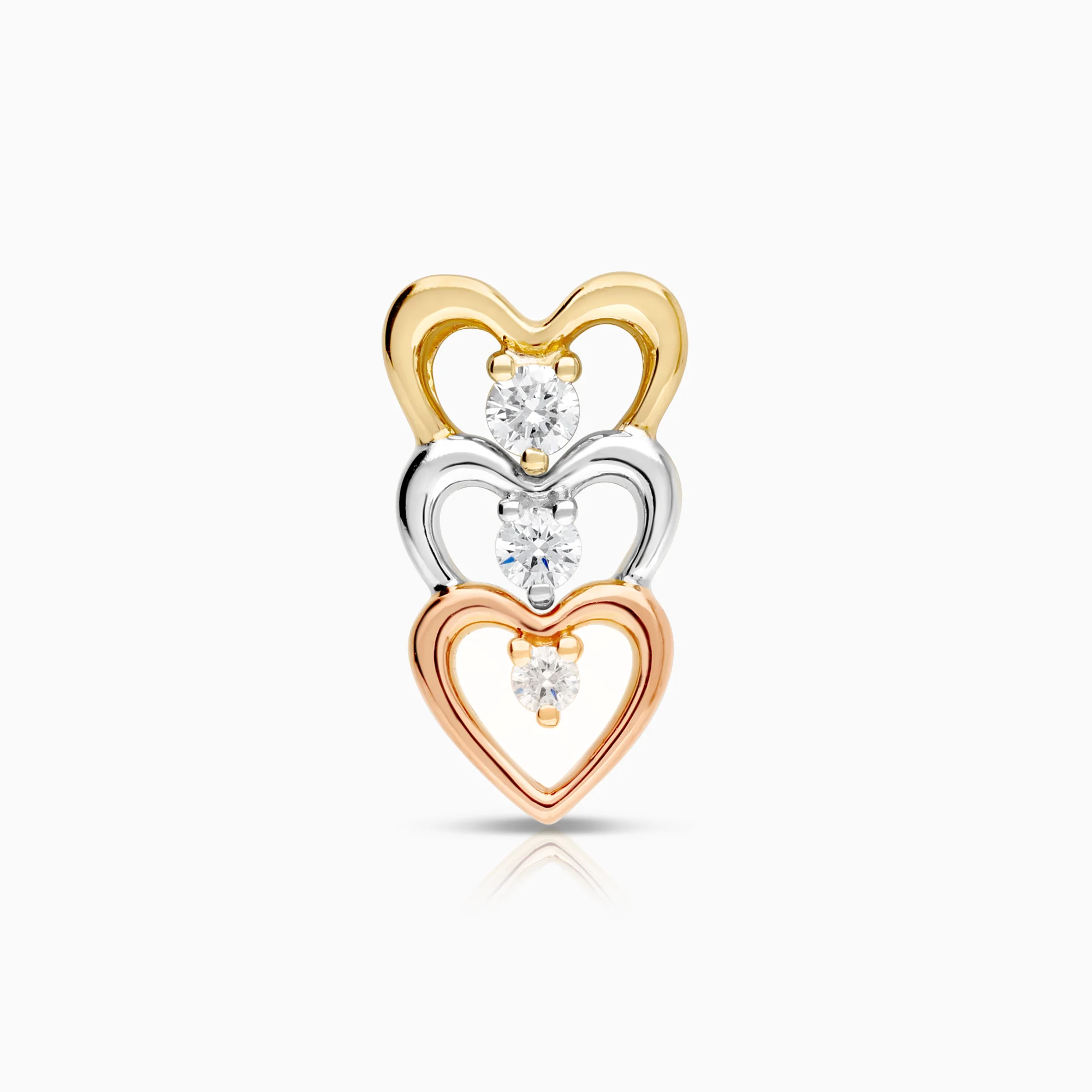 Heart pendant with diamonds 0.12ct 18K tri-colour gold