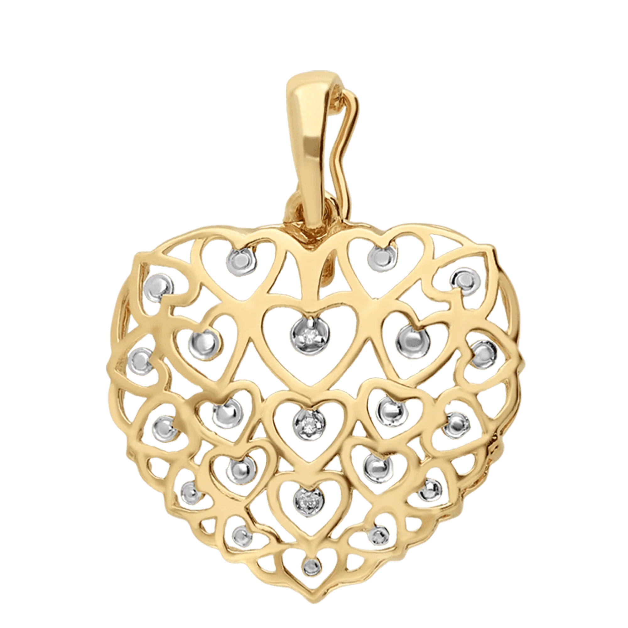 Heart pendant with diamonds 0.015ct 9K gold - Image 2