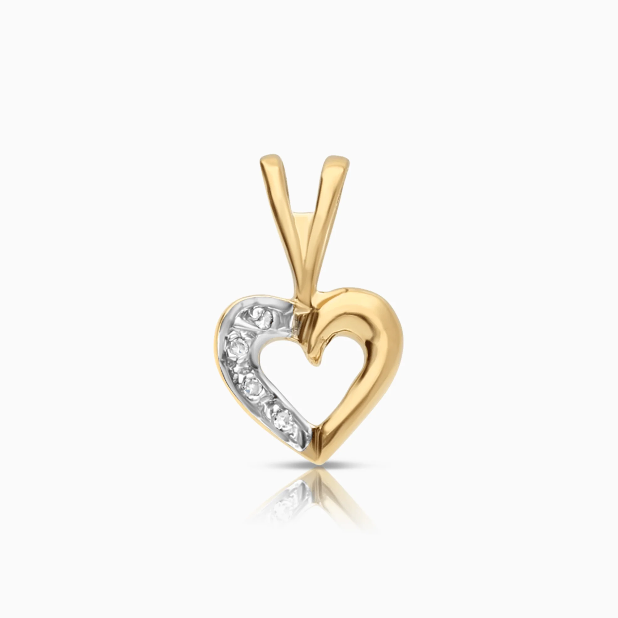 Pendant heart with diamonds 0.02ct 18K gold