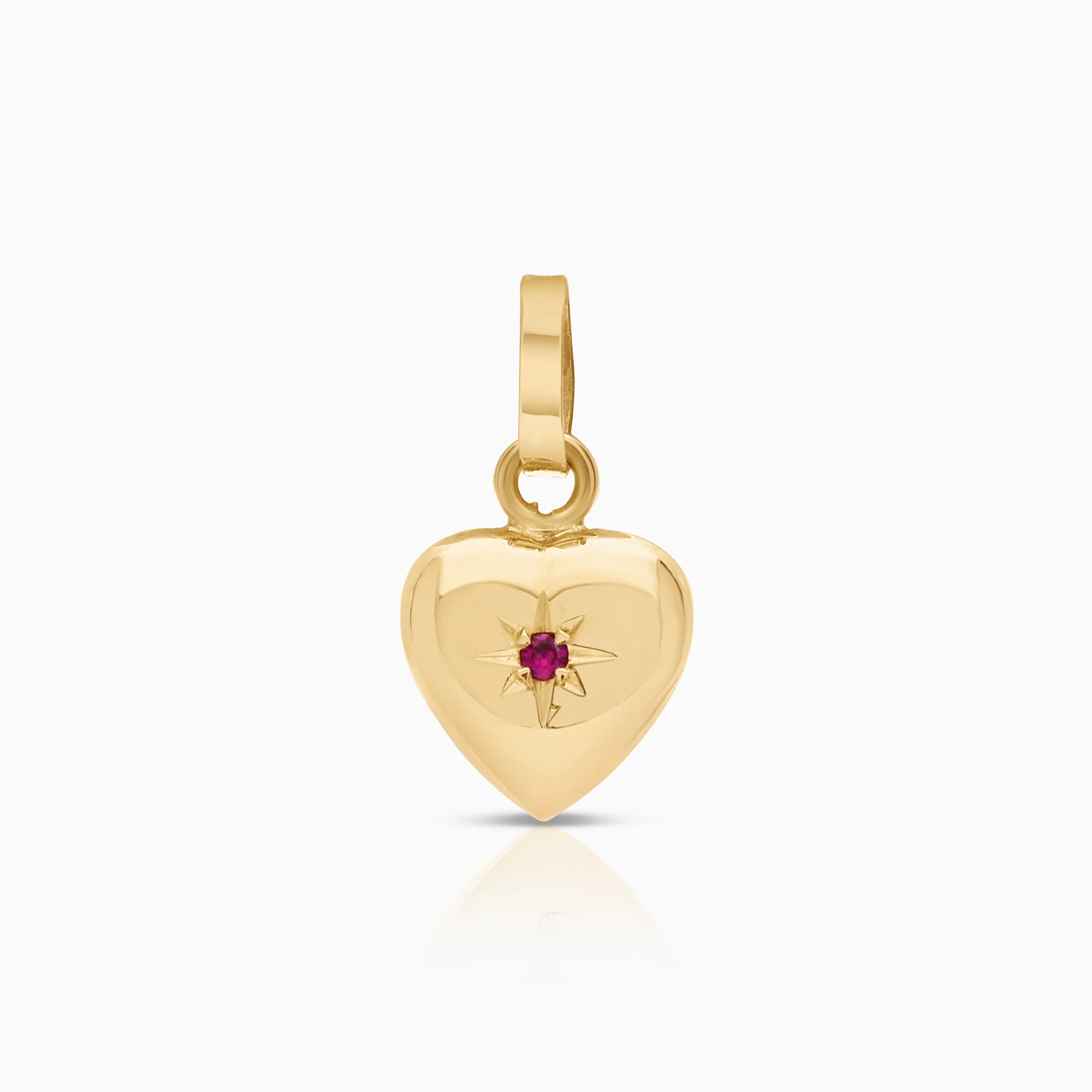 Heart pendant with red stone 0.53g 18K gold