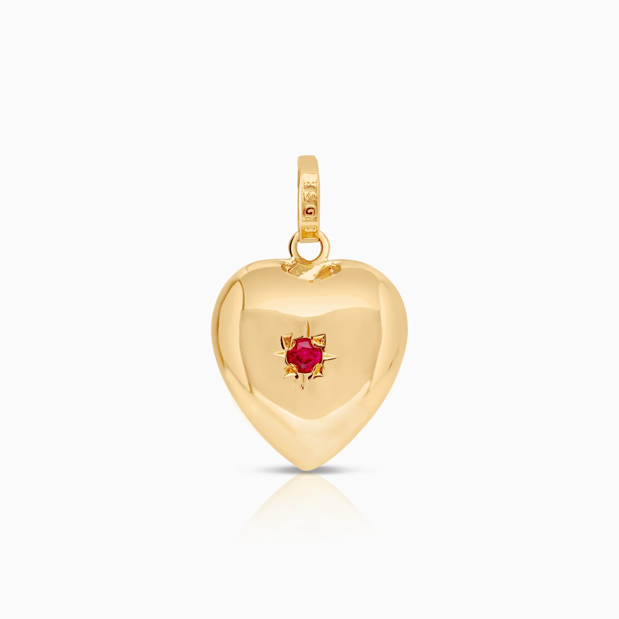 Heart pendant with synthetic ruby 0.97g 18K gold