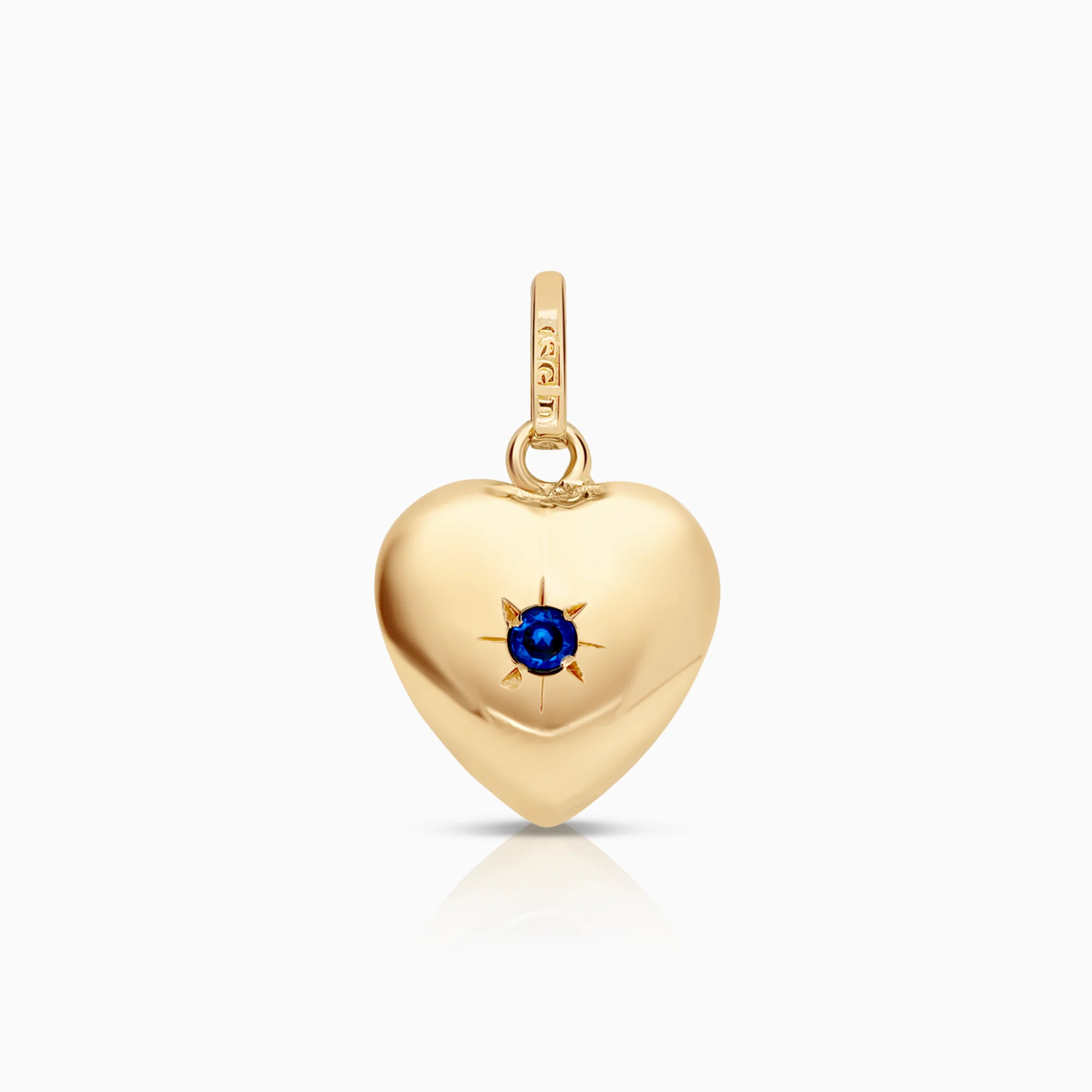 Heart pendant with synthetic sapphire 0.80g 18K gold