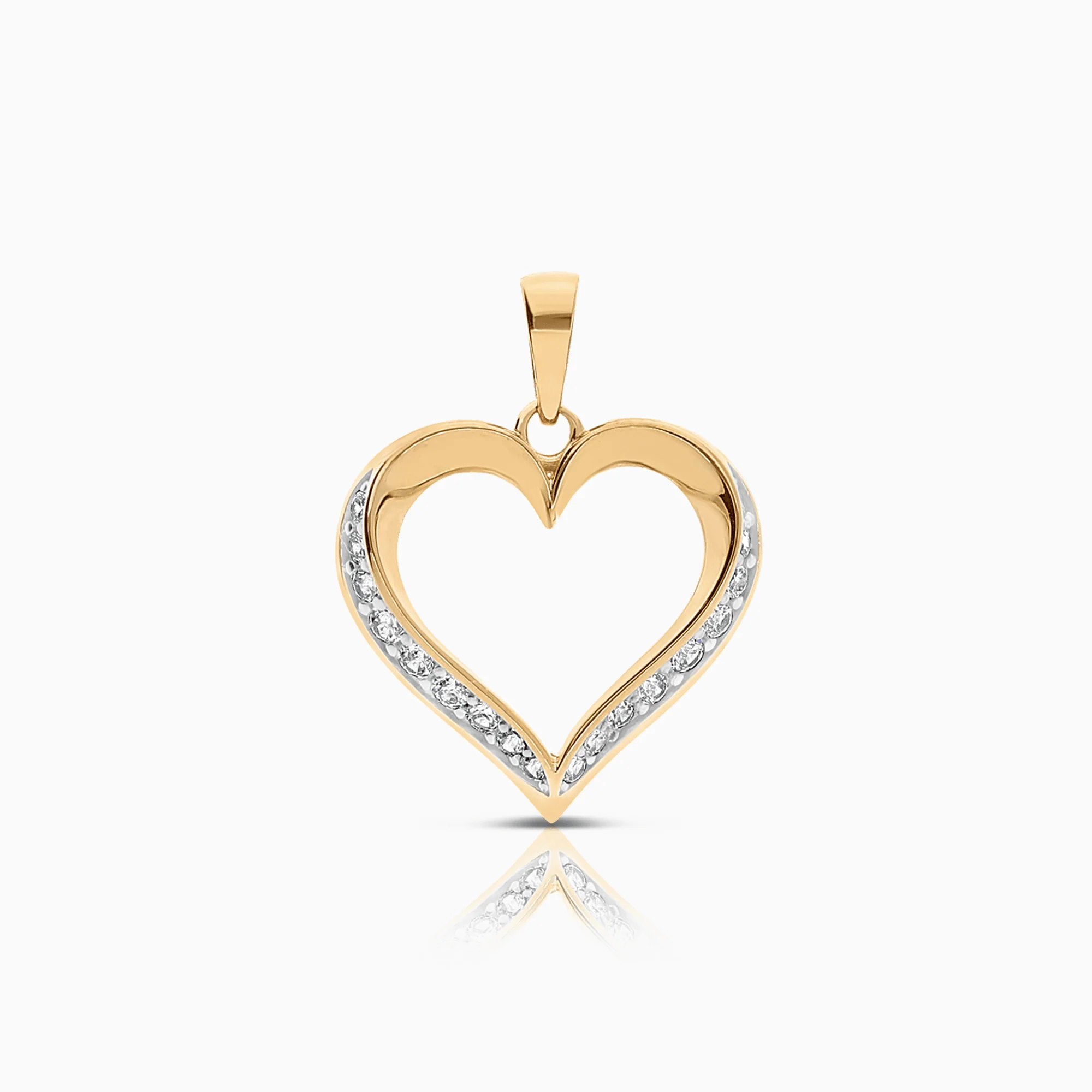 Heart pendant with white cubic zirconia 0.87g 18K gold
