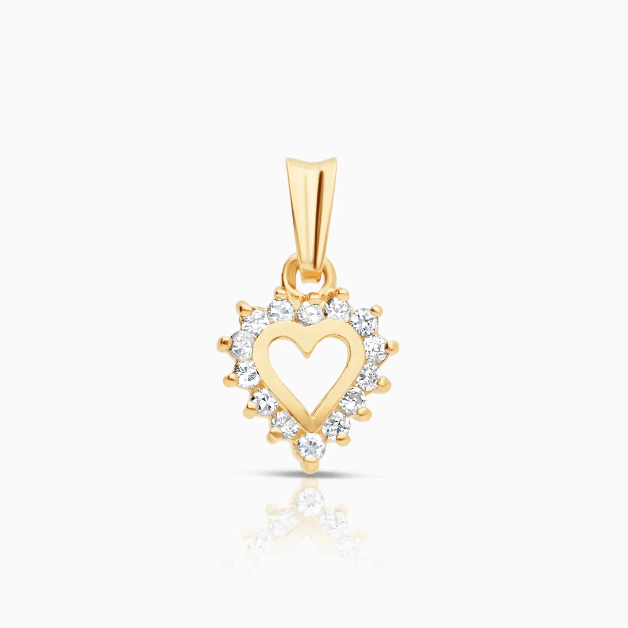 Heart pendant with white stones 1.1g 18K gold