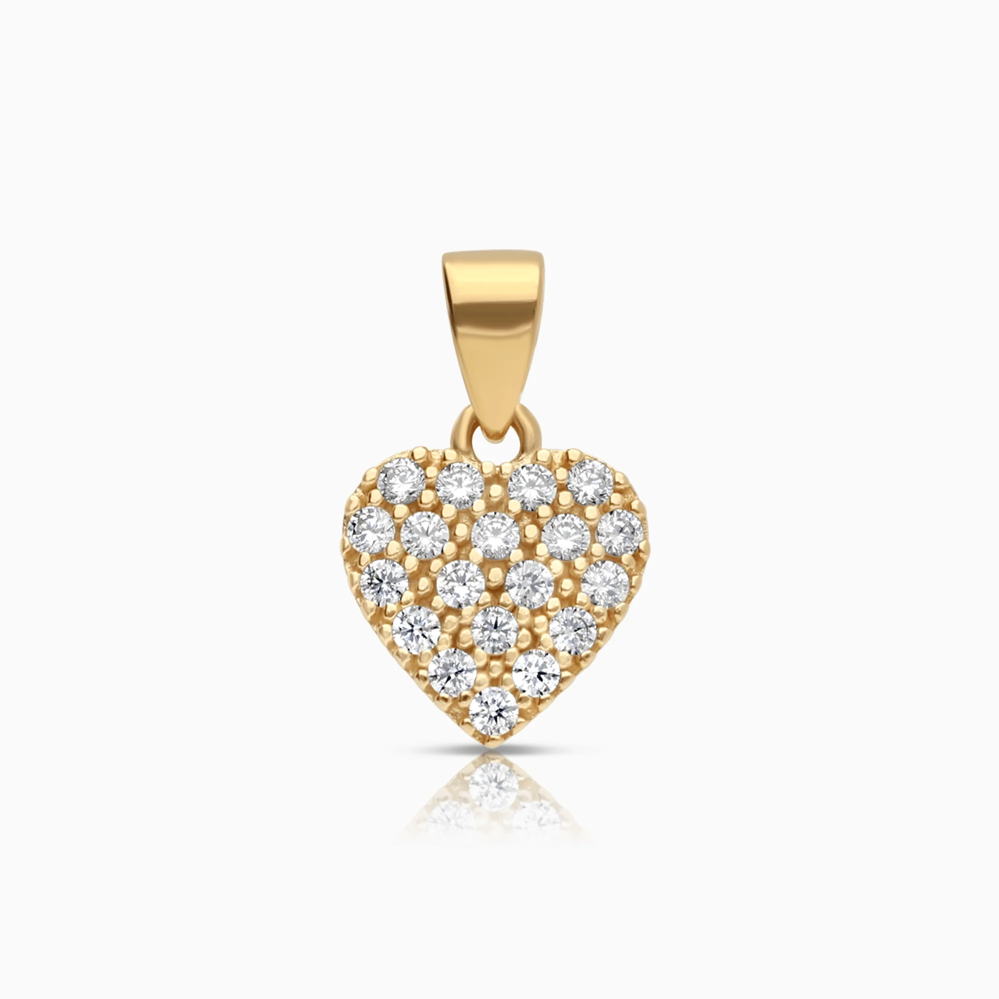 Heart pendant with white stones 1.45g 18K gold