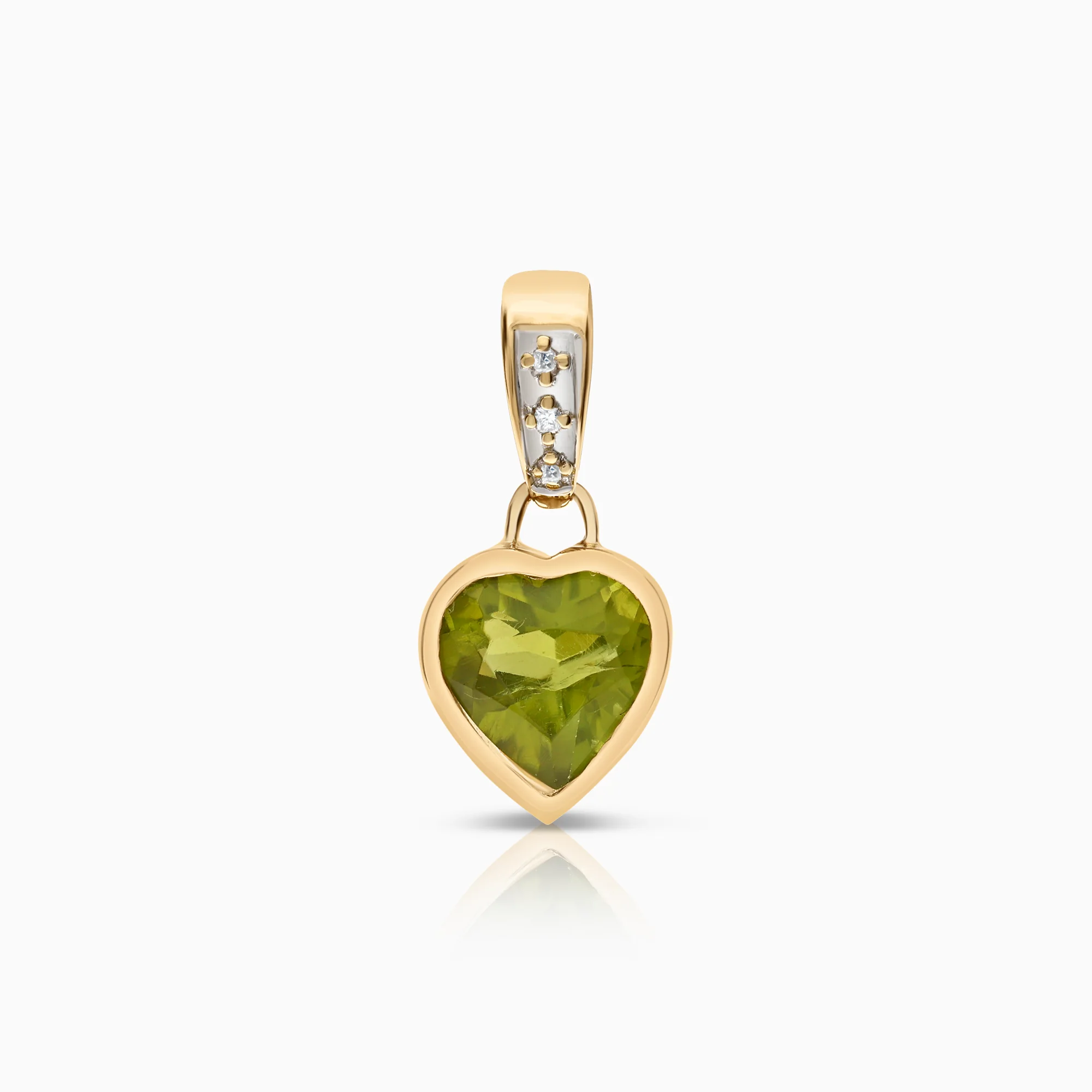 Heart pendant peridot 1.74g 18K gold