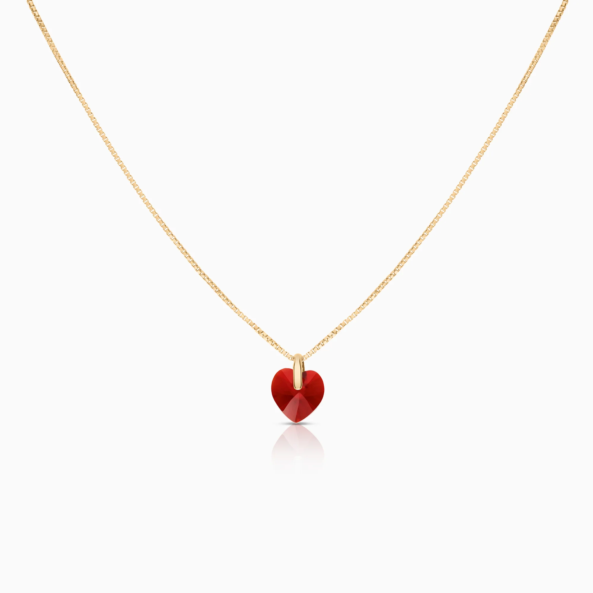 Heart pendant red imitation stone 3.34g 14K gold
