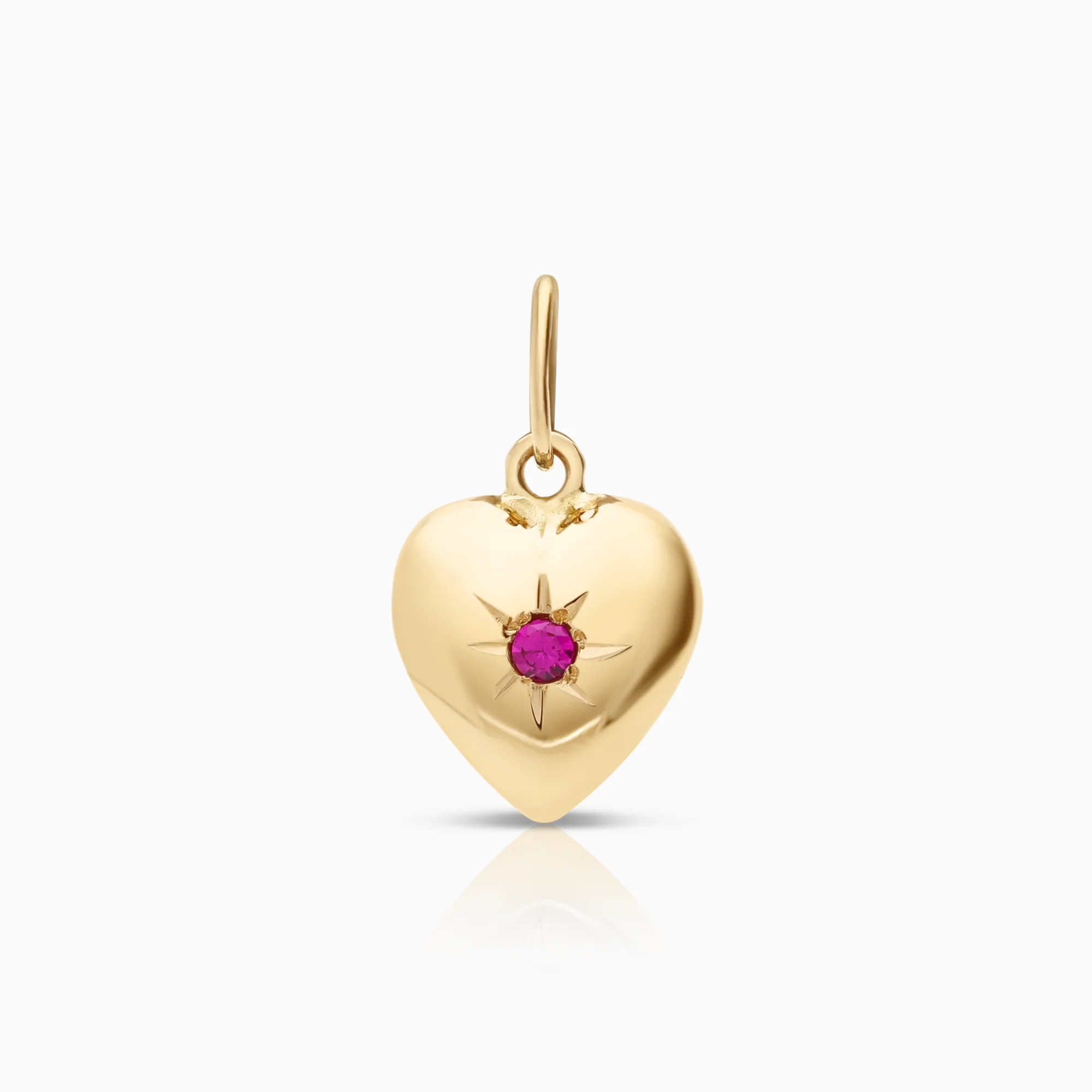 Heart pendant with pink stone 0.86g 18K gold
