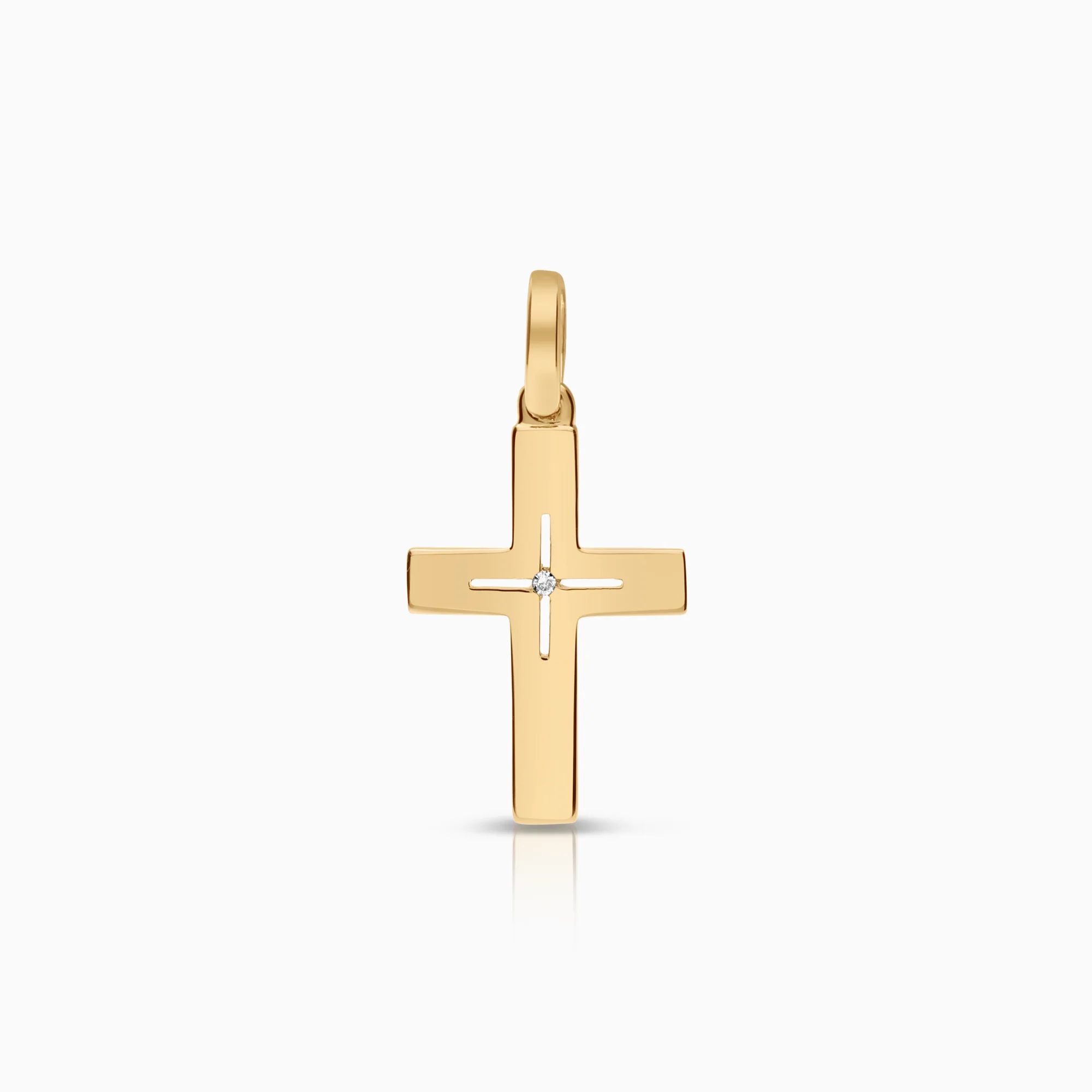 Pendant cross 0.005 ct 0.91g 18K gold