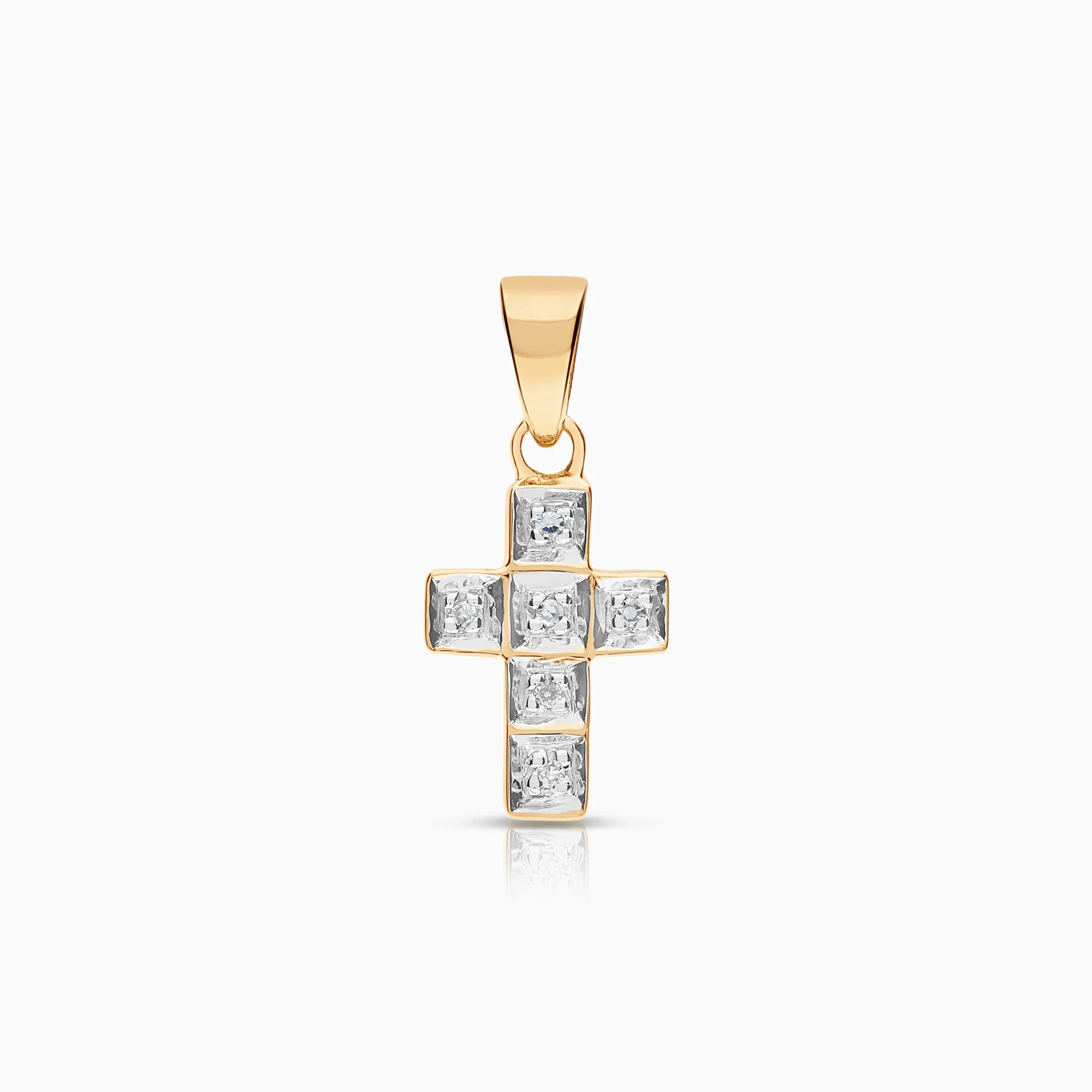 Cross pendant 0.01ct 18K gold