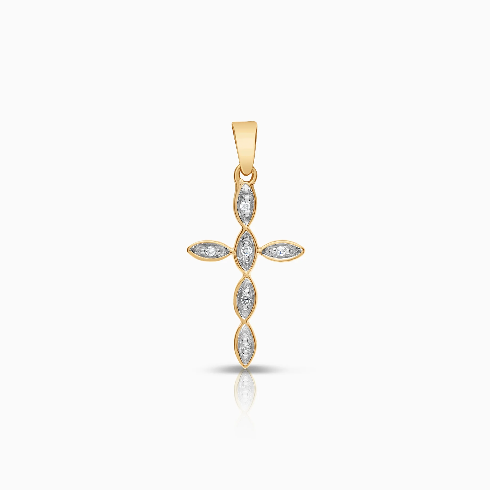 Cross pendant 0.03ct 18K gold