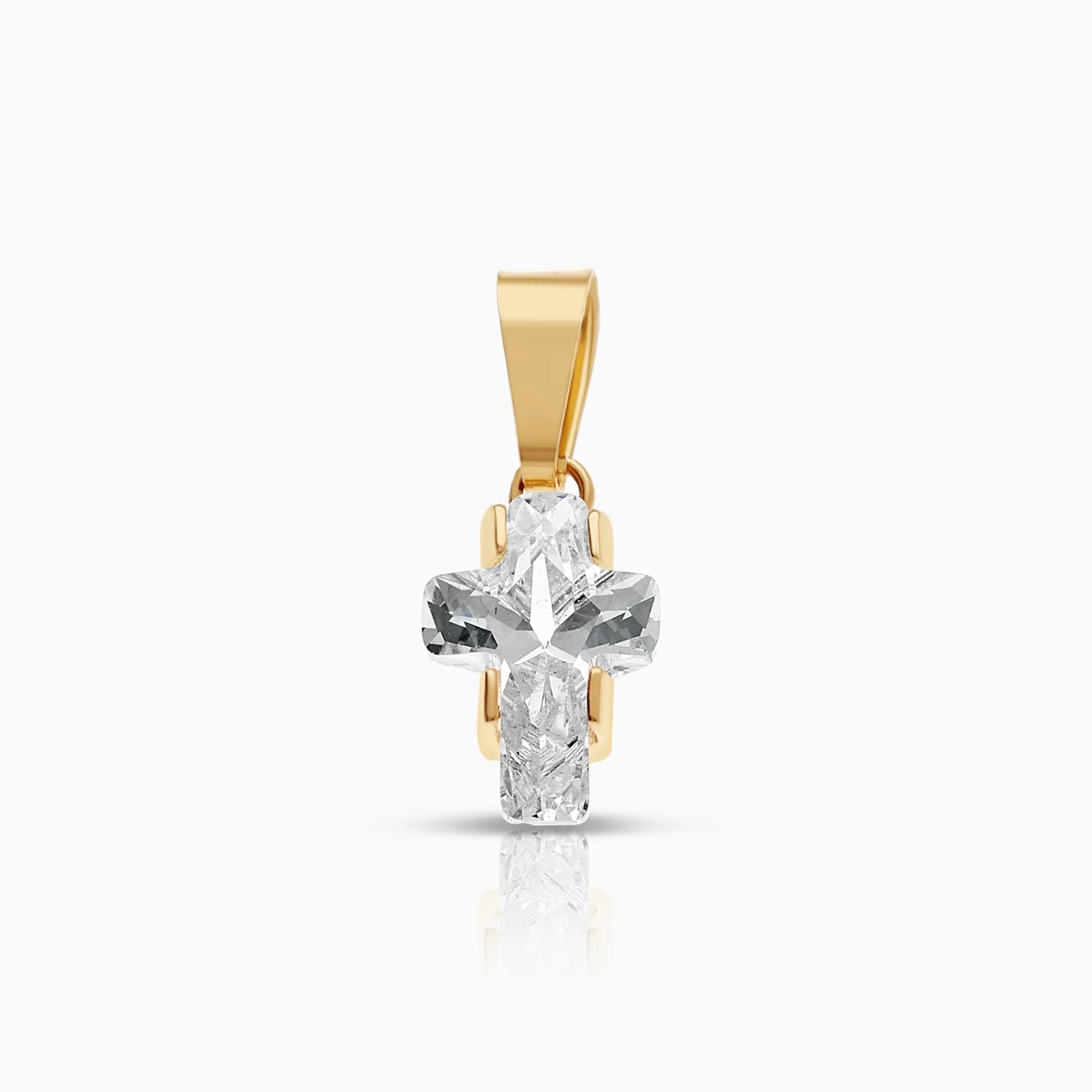 Pendant cross 0.96g 18K gold with cubic zirconia