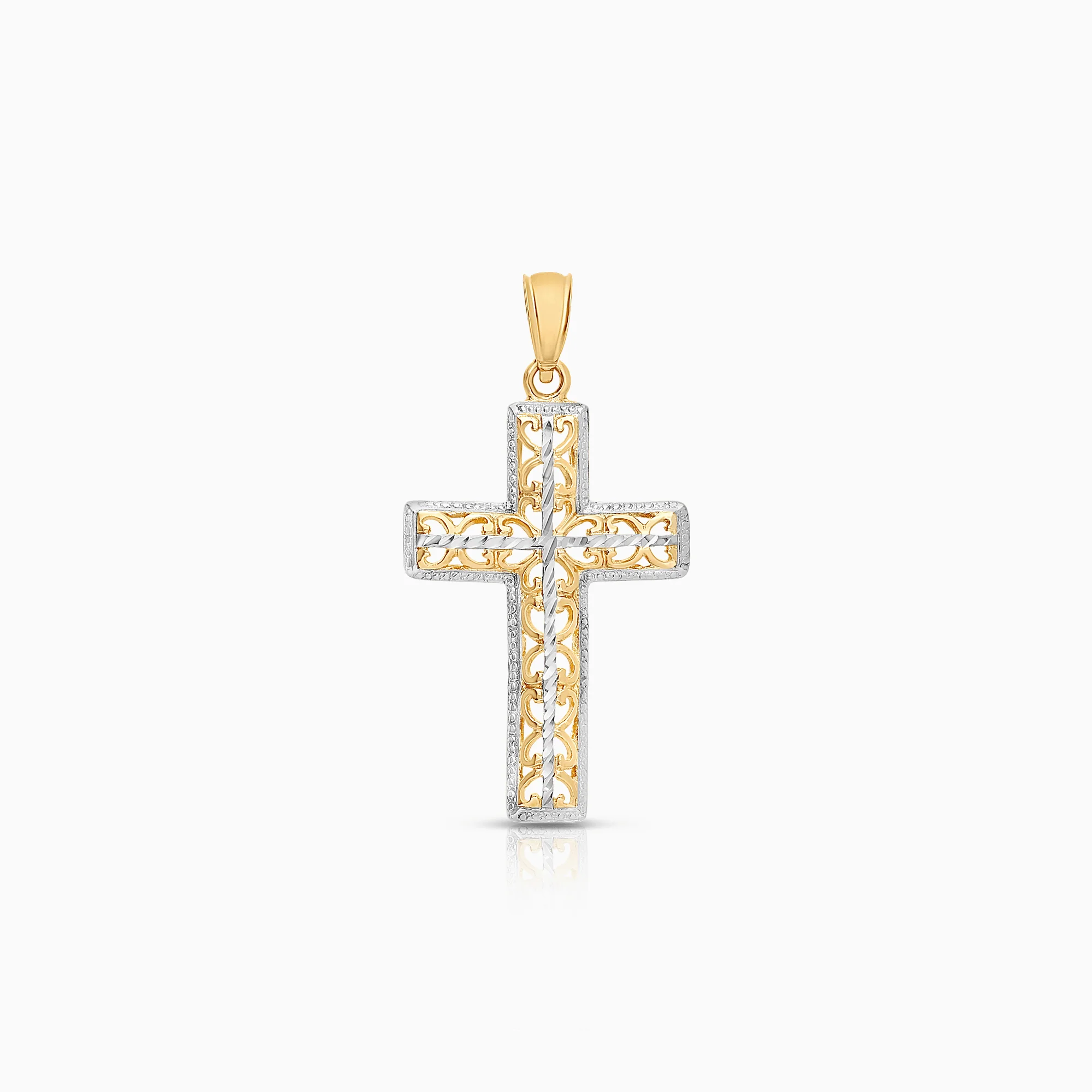 Cross pendant 1.21g 18K white/yellow gold